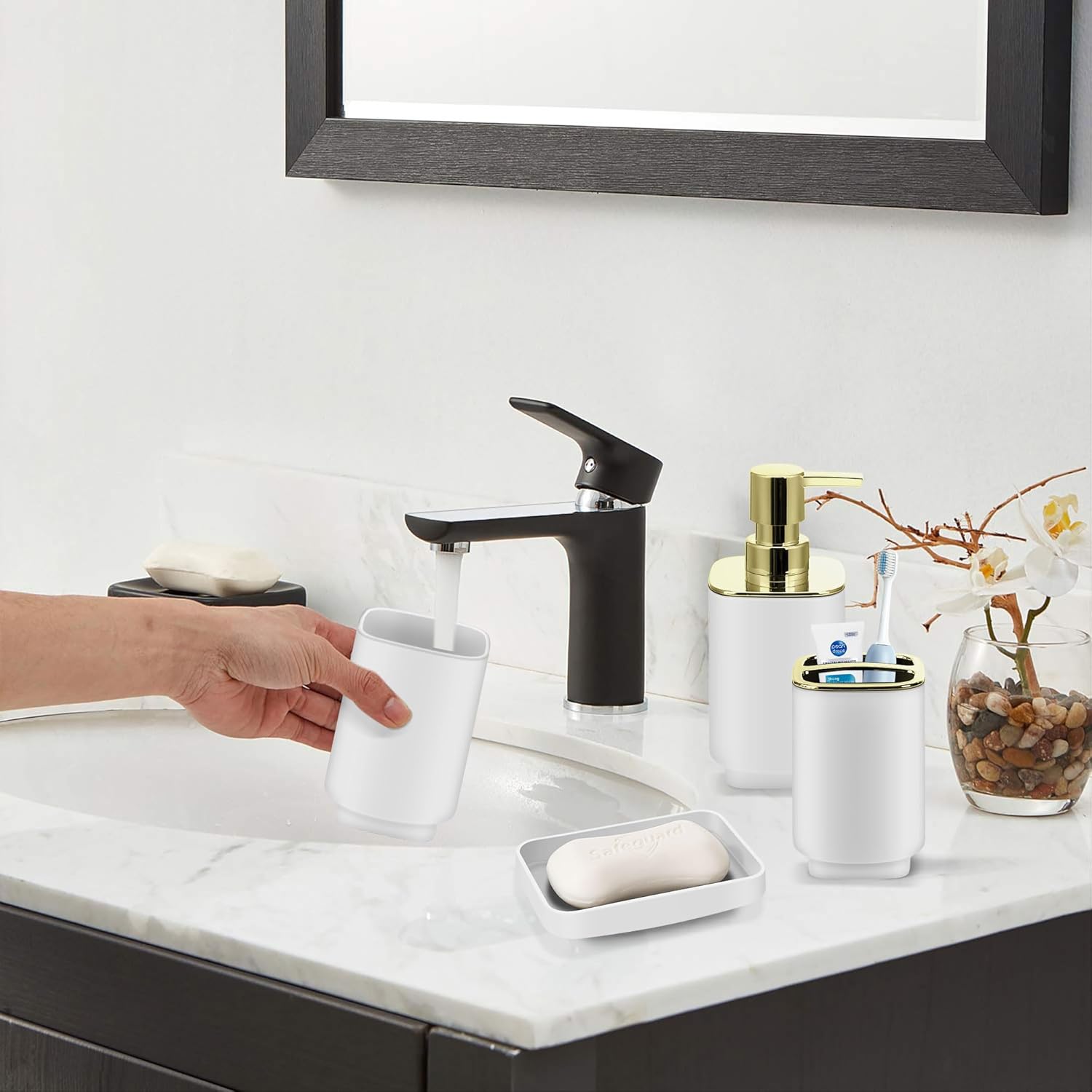 IMAVO 11 Piece White Bathroom Accessory Set