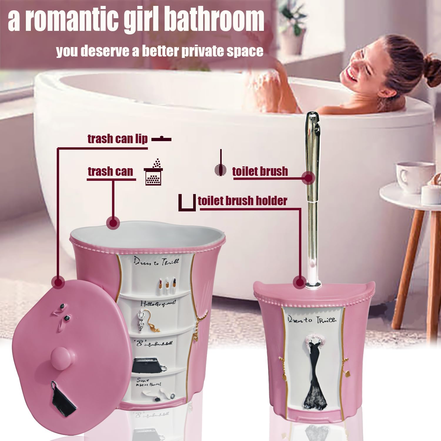 LUANT Pink Bathroom Set