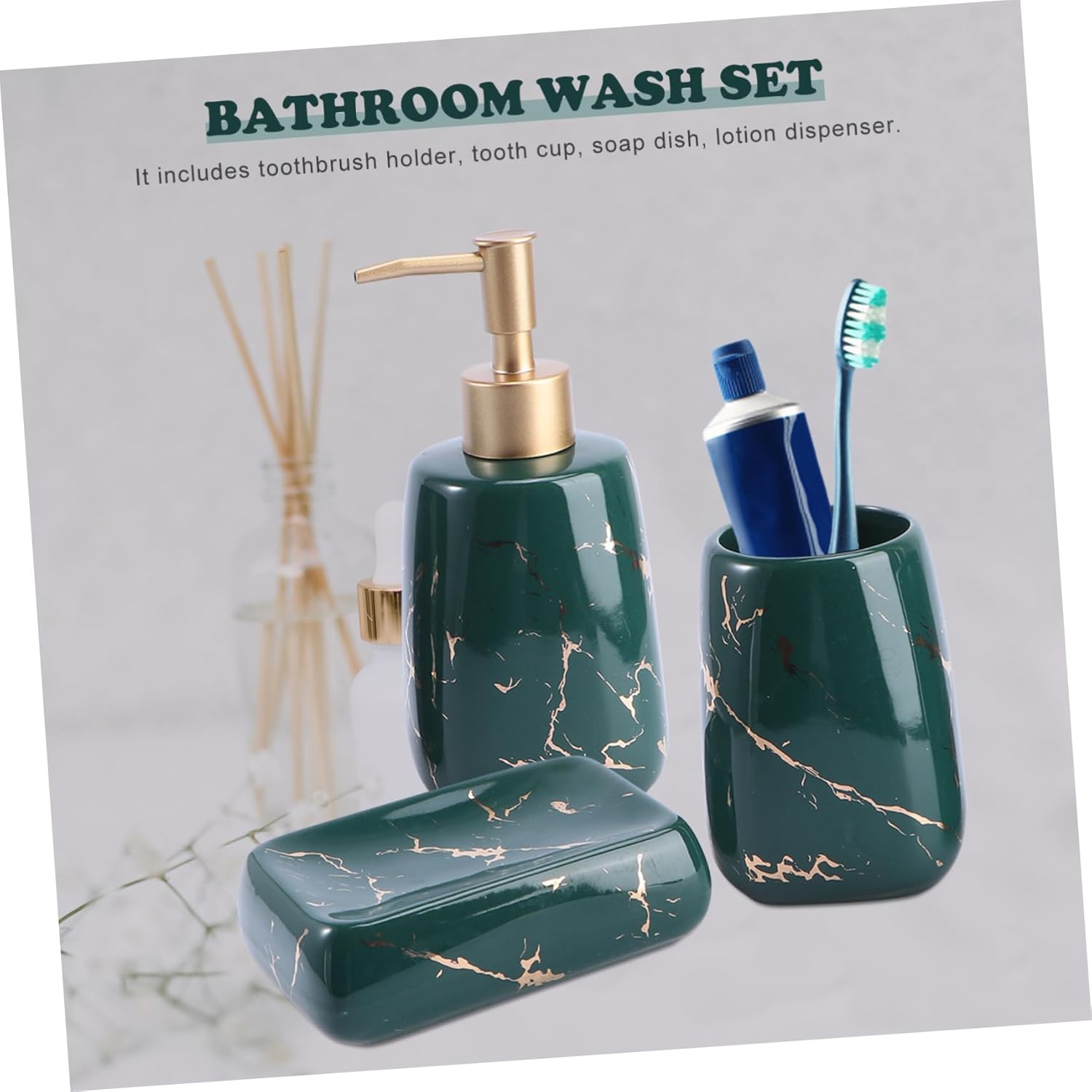 PrettyZoom Elegant Marble Bathroom Set 3pc