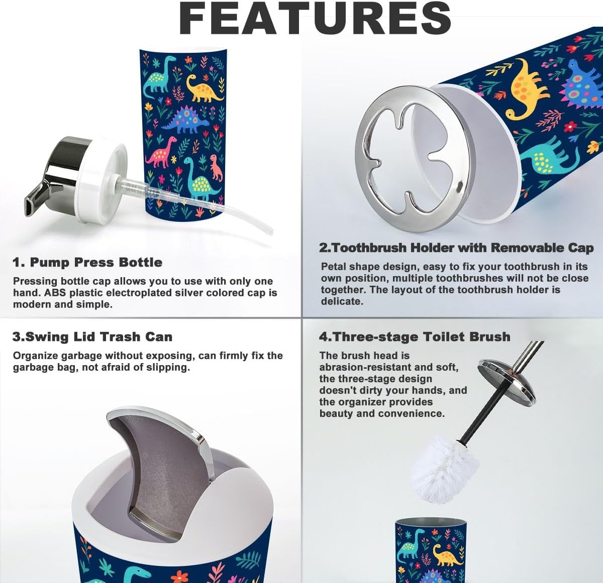 6-Piece Cartoon Animal Bathroom Accessory Set for Kids