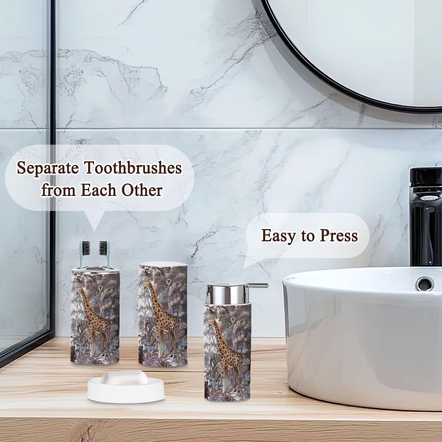 JBNJANKDAV 6-Piece Jungle Bathroom Accessories Set
