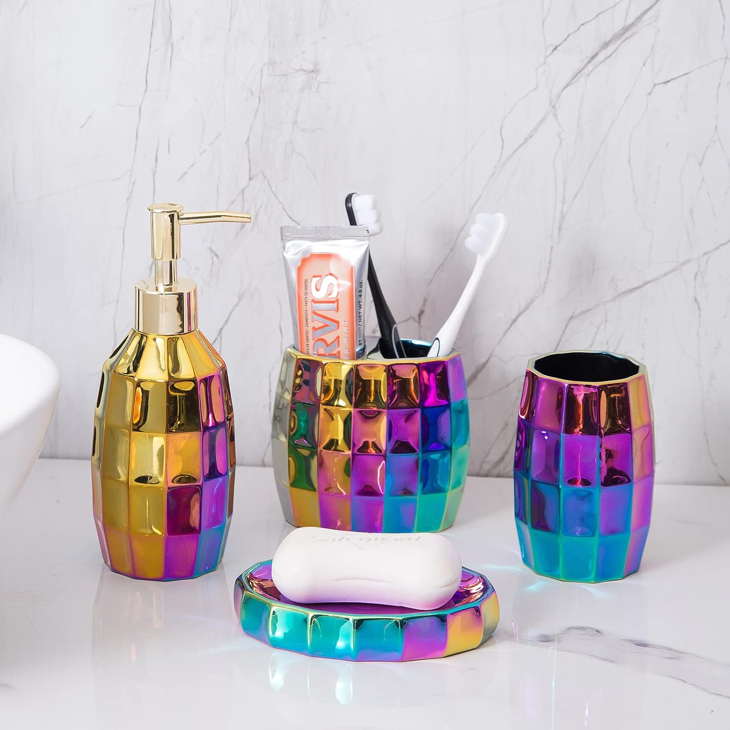 Rainbow Bathroom Accessory Set