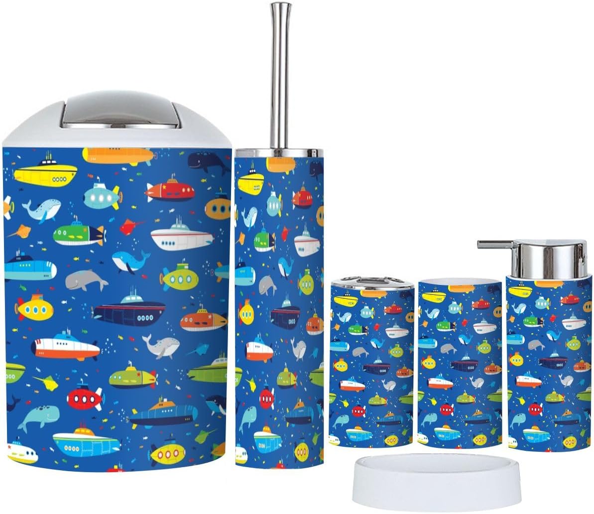 Bath Time Boys Waterproof submarine toys - boys bathroom accessories set of 6