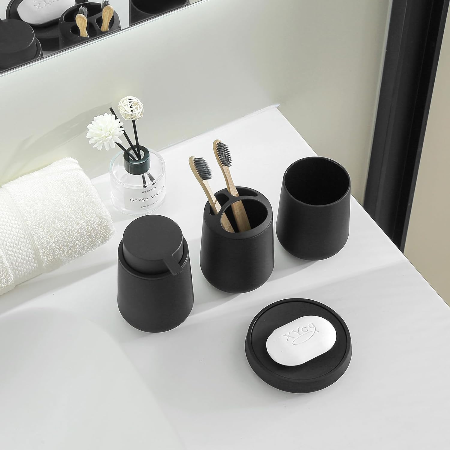 Matte Black 4-Piece Bathroom Accessories Set