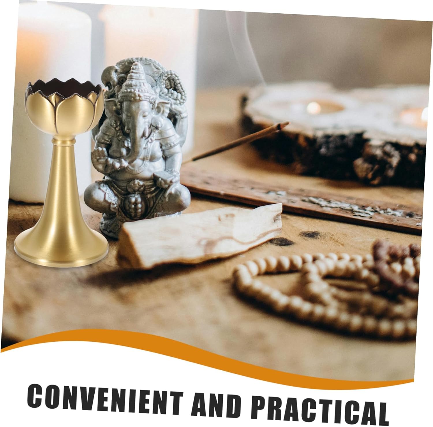 Buddha Offering Lotus Candle Holder Buddhist Altar Accessory
