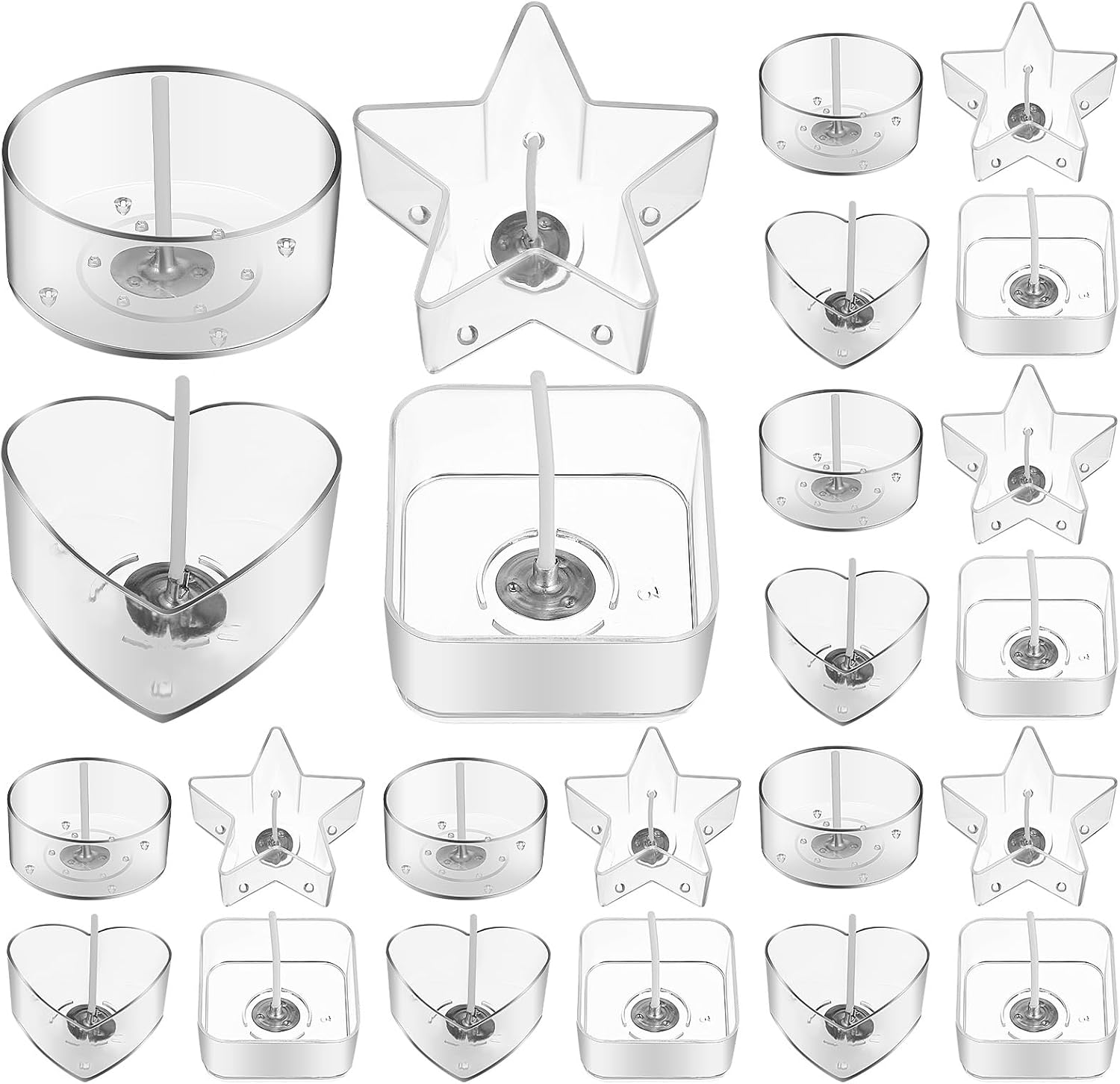 40pcs Plastic Clear Tealight Candle Cup Holders with 100 Wick