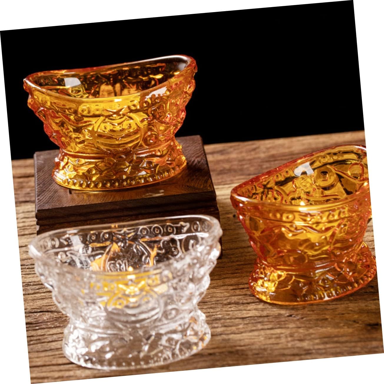 DECO-PROFESSIONAL 7-Ounce ingot-shaped glass candle holder