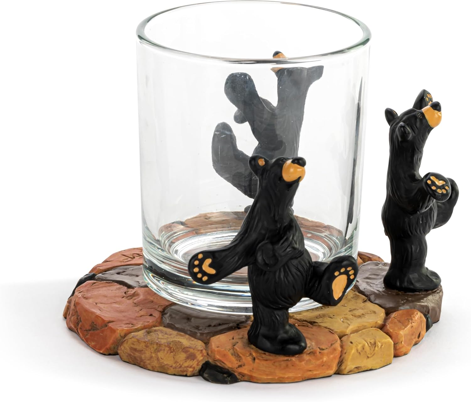 Hand Cast Resin Black Bear Vancouver Moon Dance Table Top Votive Candle Holder