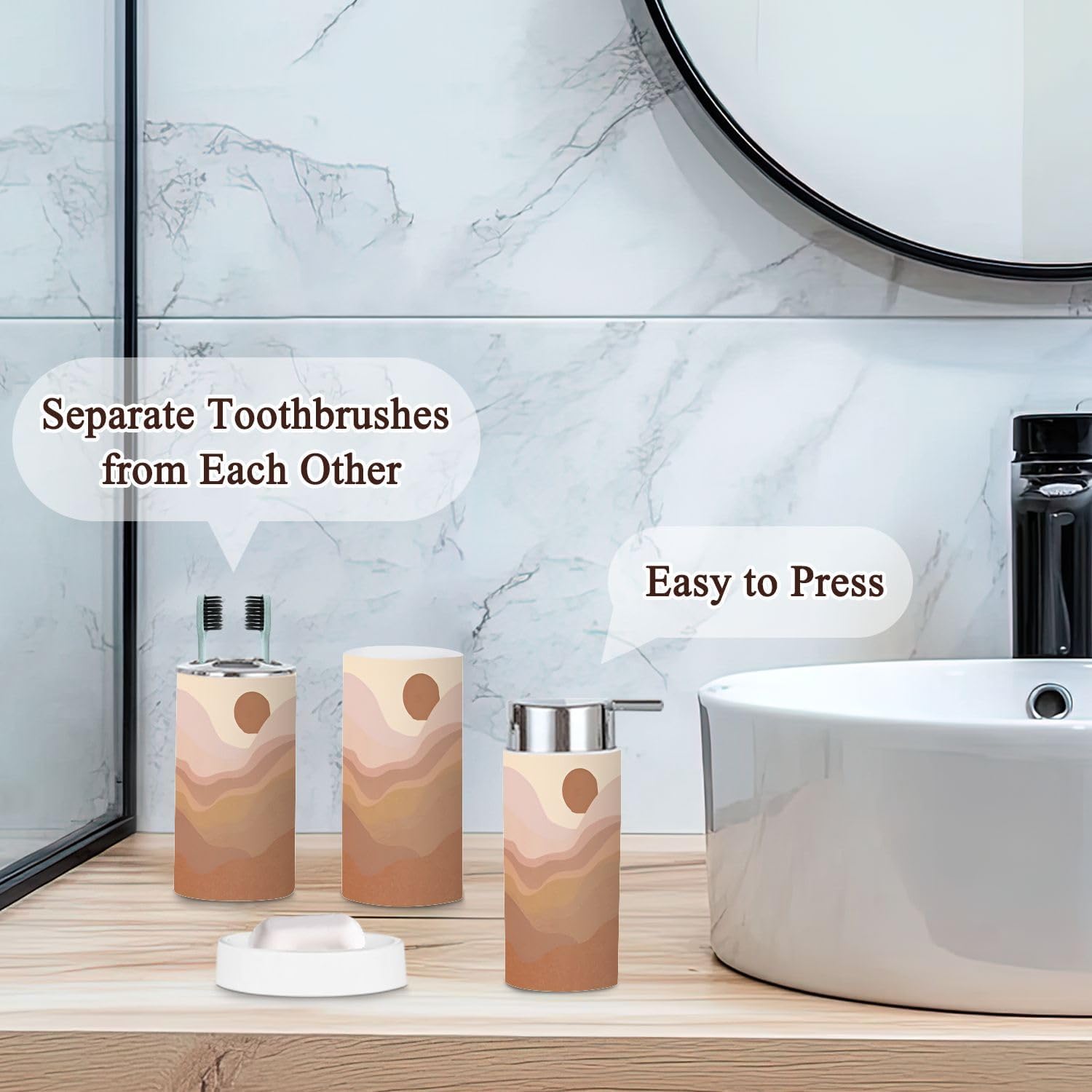 Contemporary Bathroom Accessories Set 6 Pcs