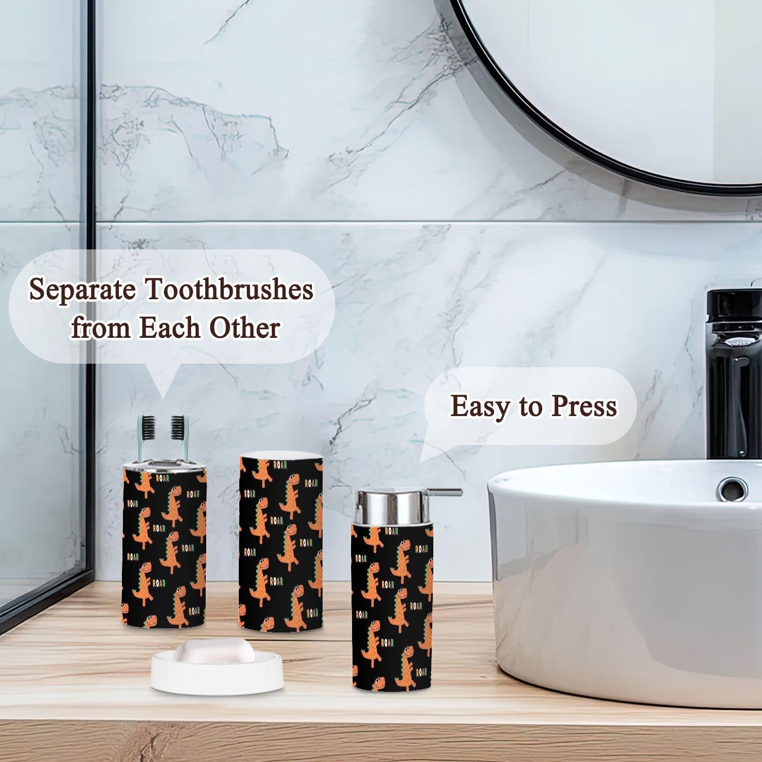 6-Piece Bathroom Set Dinosaur Pattern