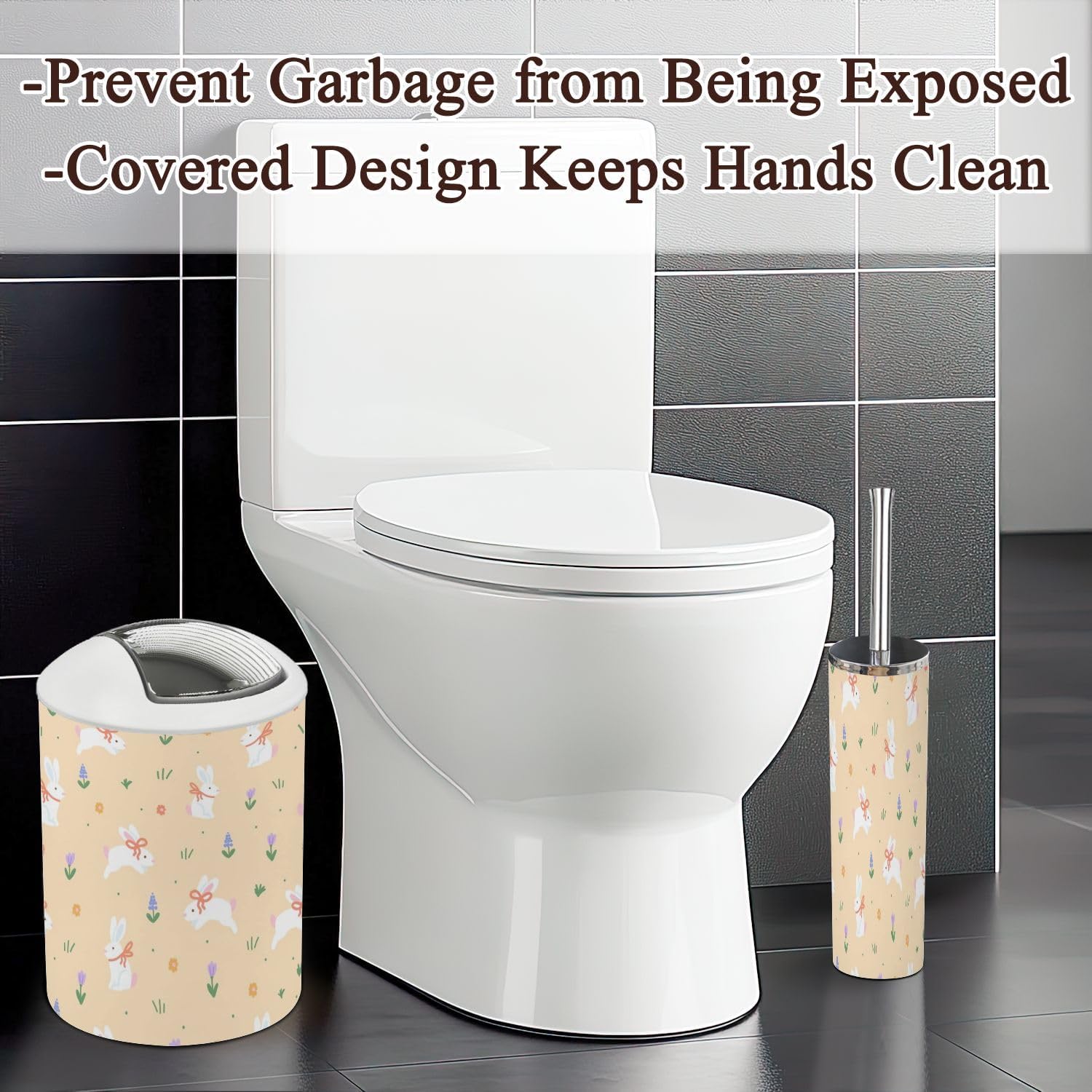 Exploring Bunnies Bows Flowers 6-Piece Bathroom Accessories Set