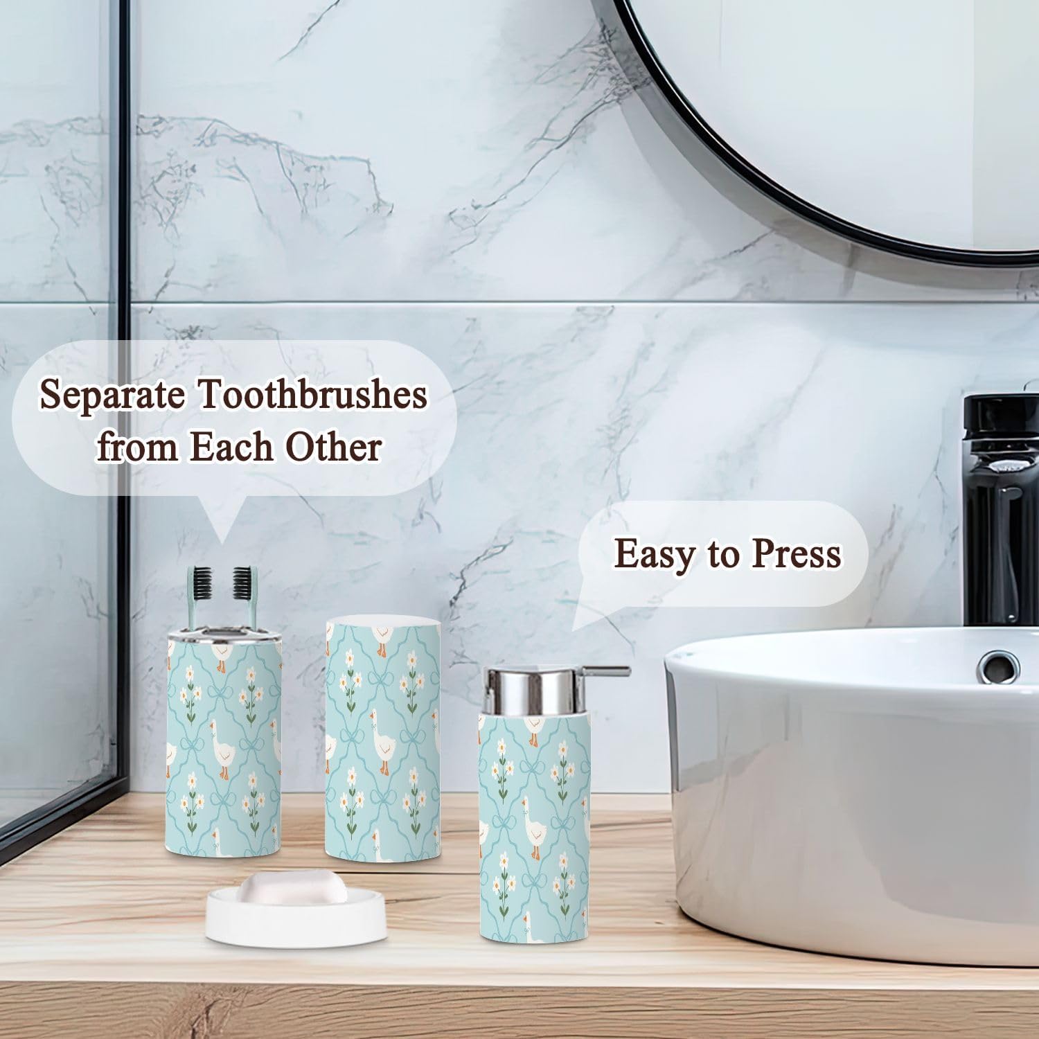 6-Piece spring-themed bathroom essentials