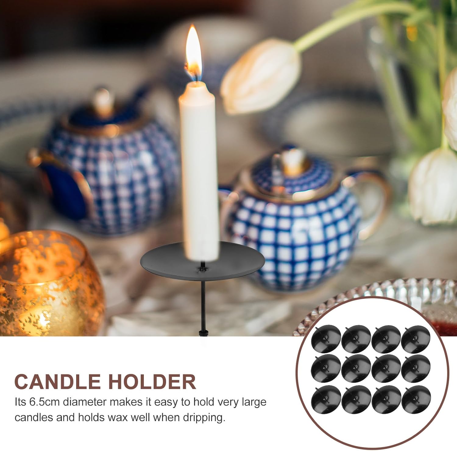Elegant Metal Wreath Candle Holder Set - 12 Pieces for Home Festivals