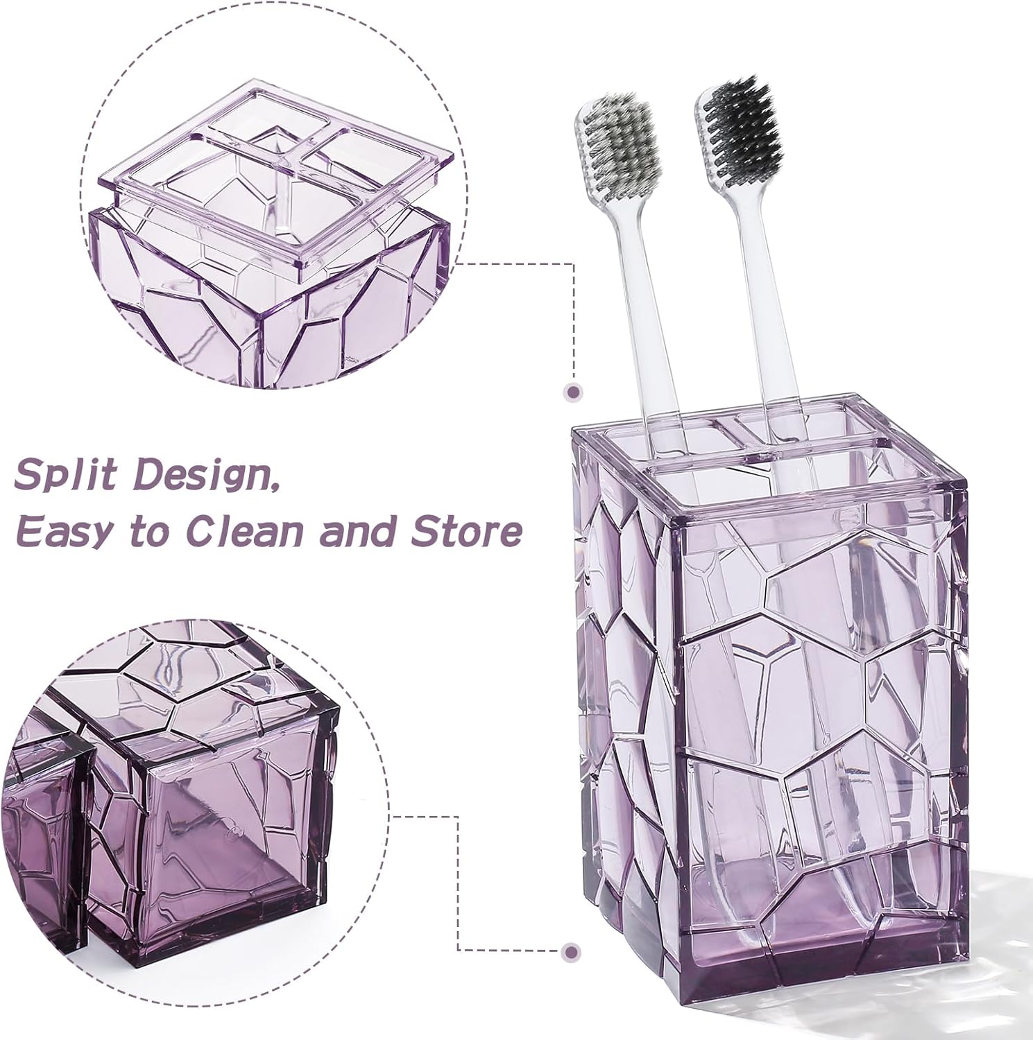Rust-Free Acrylic Bathroom Accessories Set 5-Piece Lavender Purple