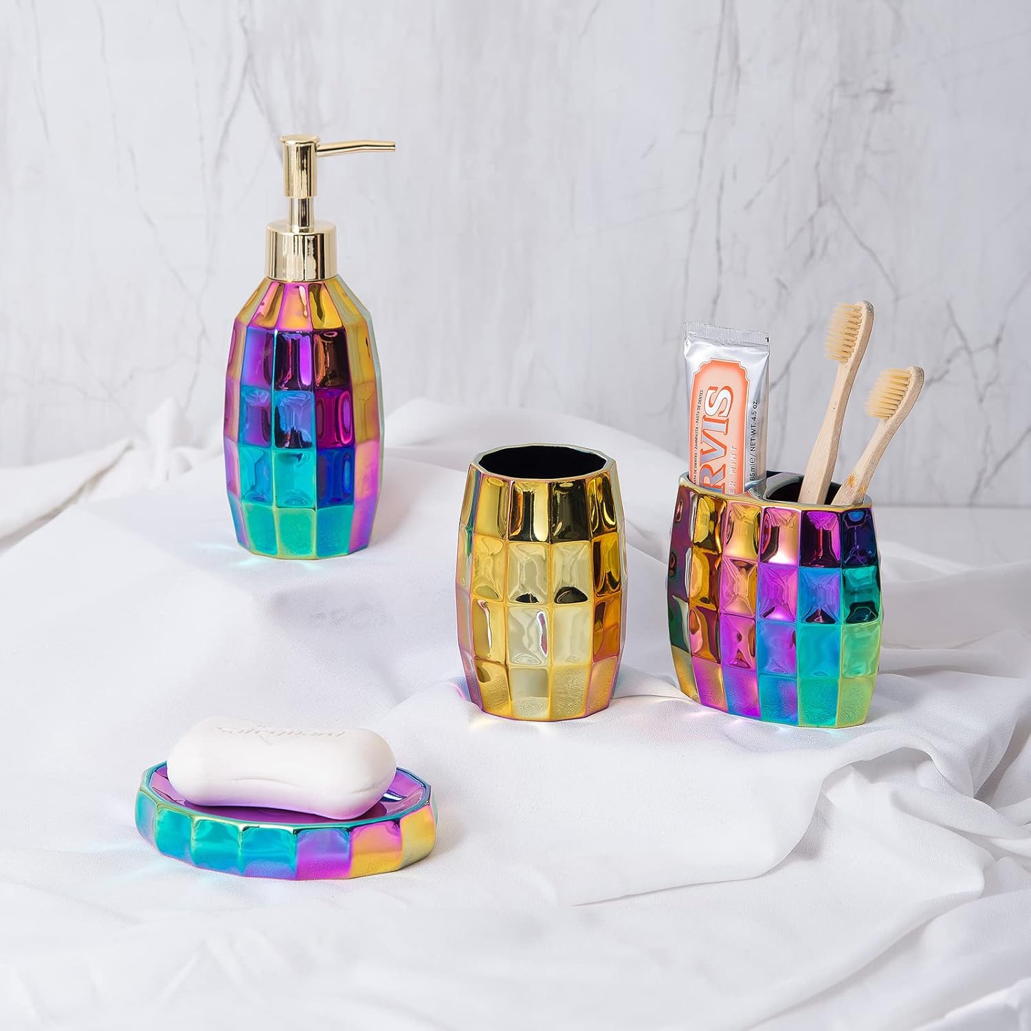 Rainbow Bathroom Accessory Set