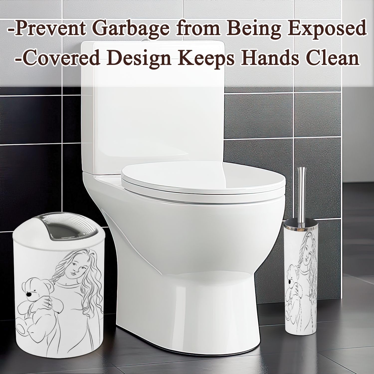 6 Piece Bathroom Accessory Set with Toy Bear Design