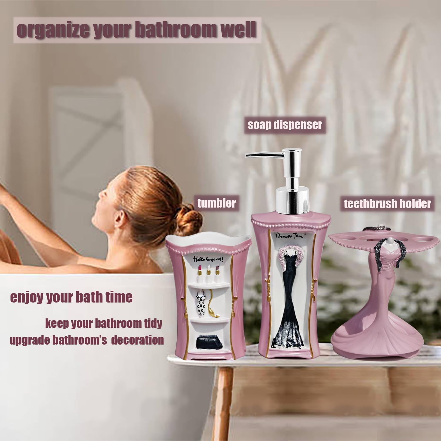 LUANT Pink Bathroom Set