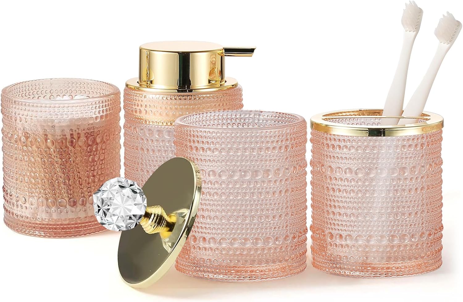 Perfect 4-Piece Glass Bathroom Accessory Set