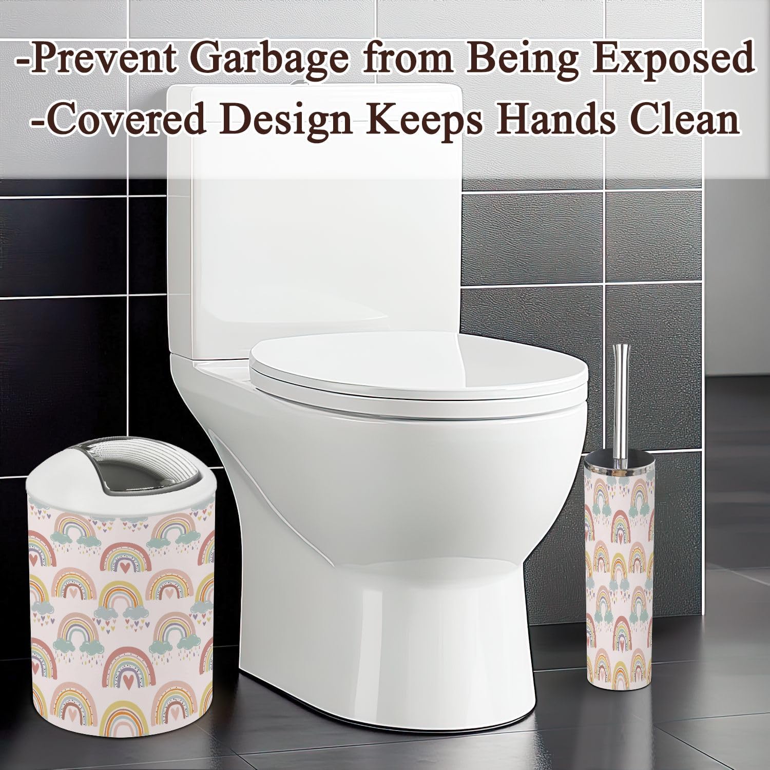 Rainbow Pattern Bathroom Accessories Set 6 Pcs