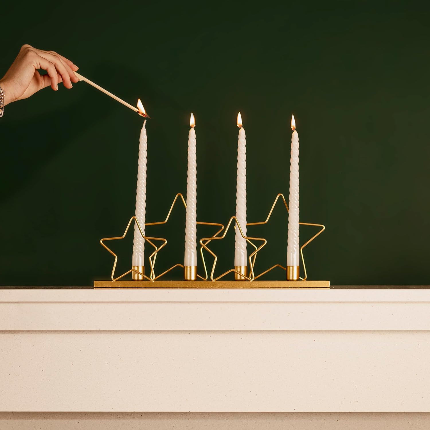Gift for Home Durable Gold Star Candle Holder for Christmas