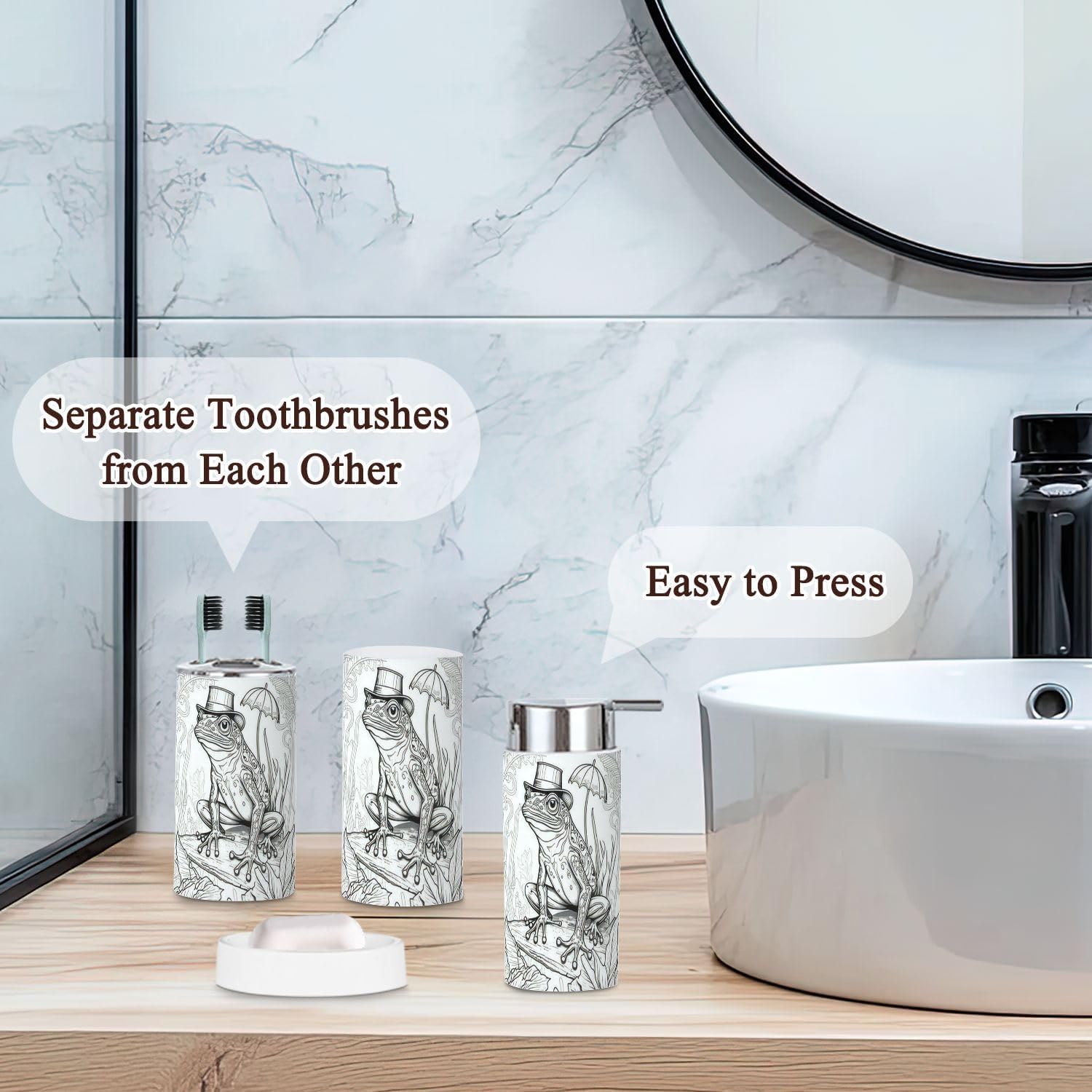 Bath Decor Set 6 Piece for Home Organization