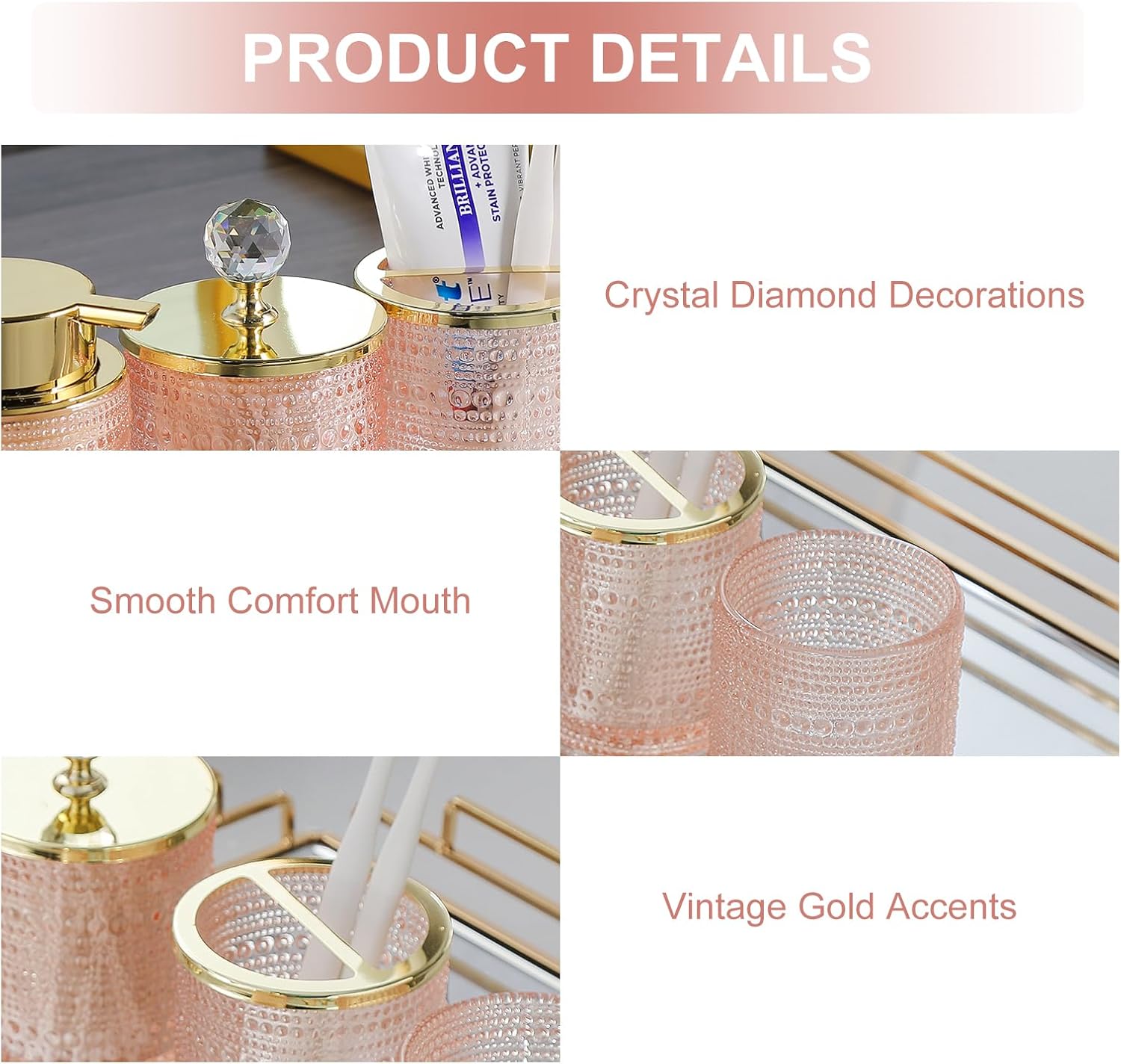 Perfect 4-Piece Glass Bathroom Accessory Set