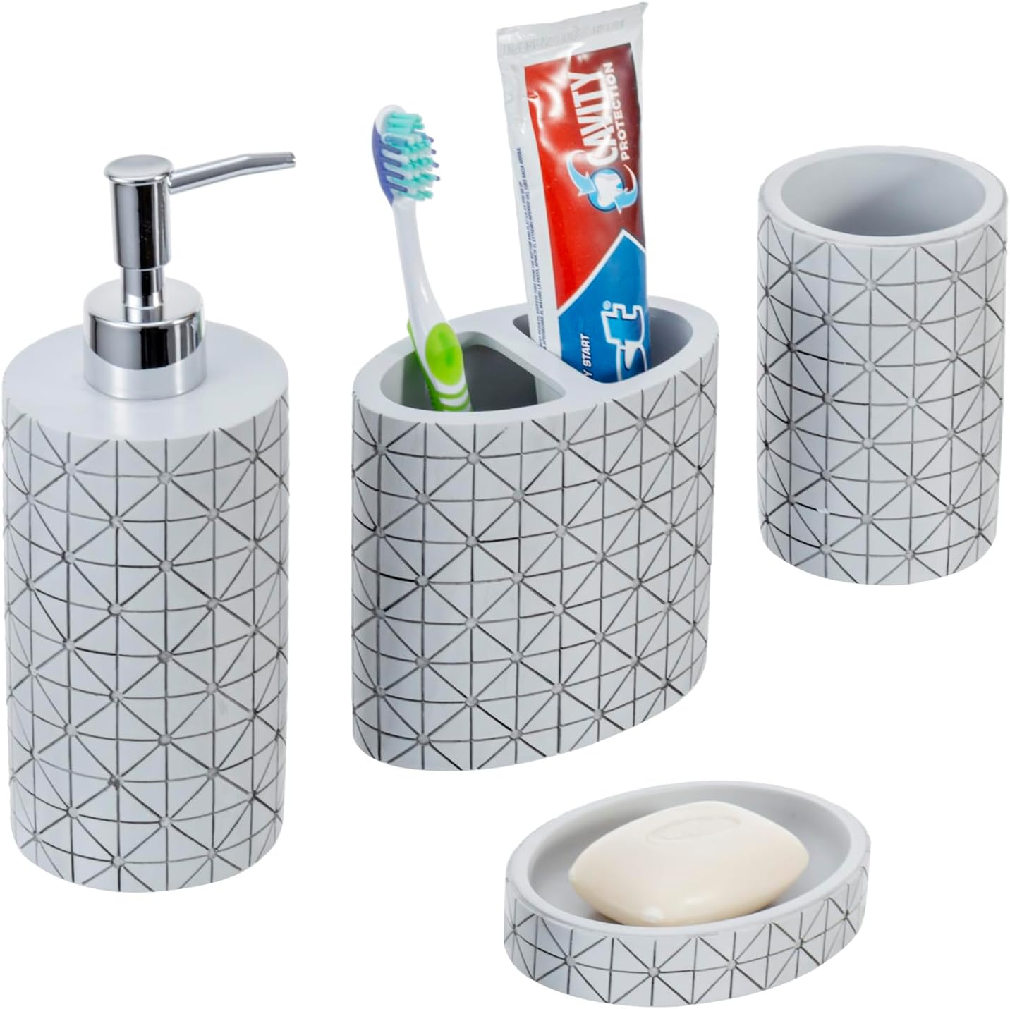 MyGift Modern Geometric Design Set for the Bathroom