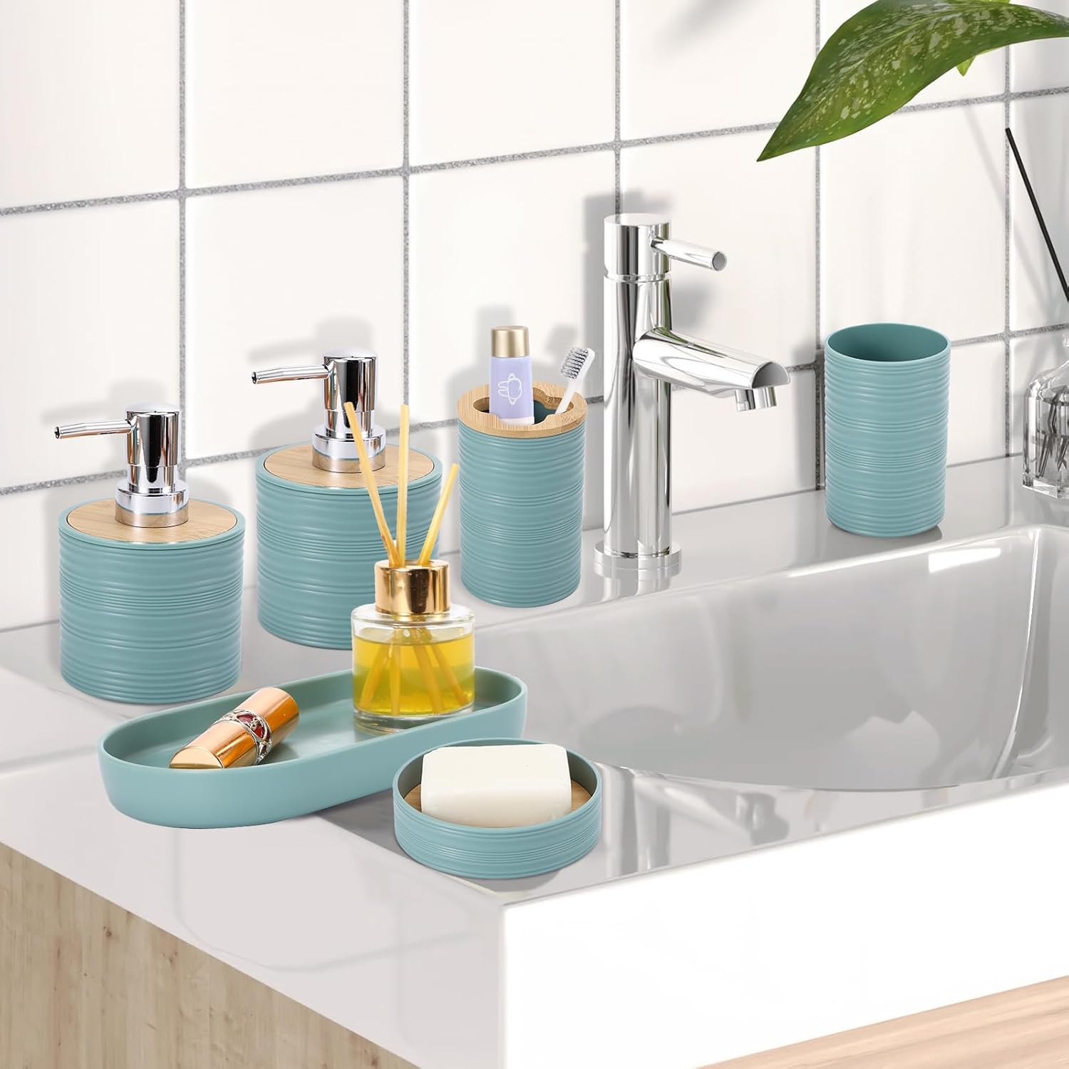 XLHOMO Blue Bathroom Accessories Set 10 Pieces