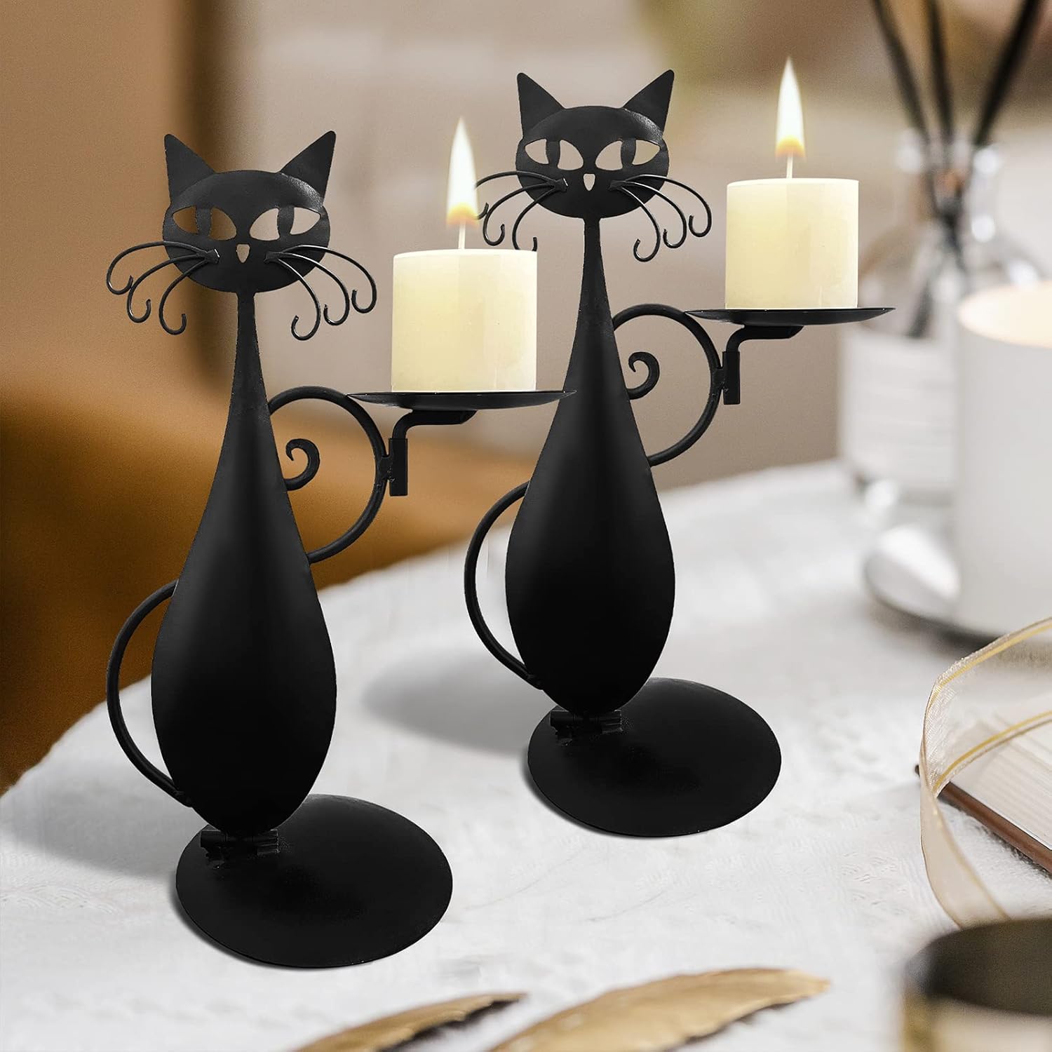 OFILLES Black Cat Candle Holder