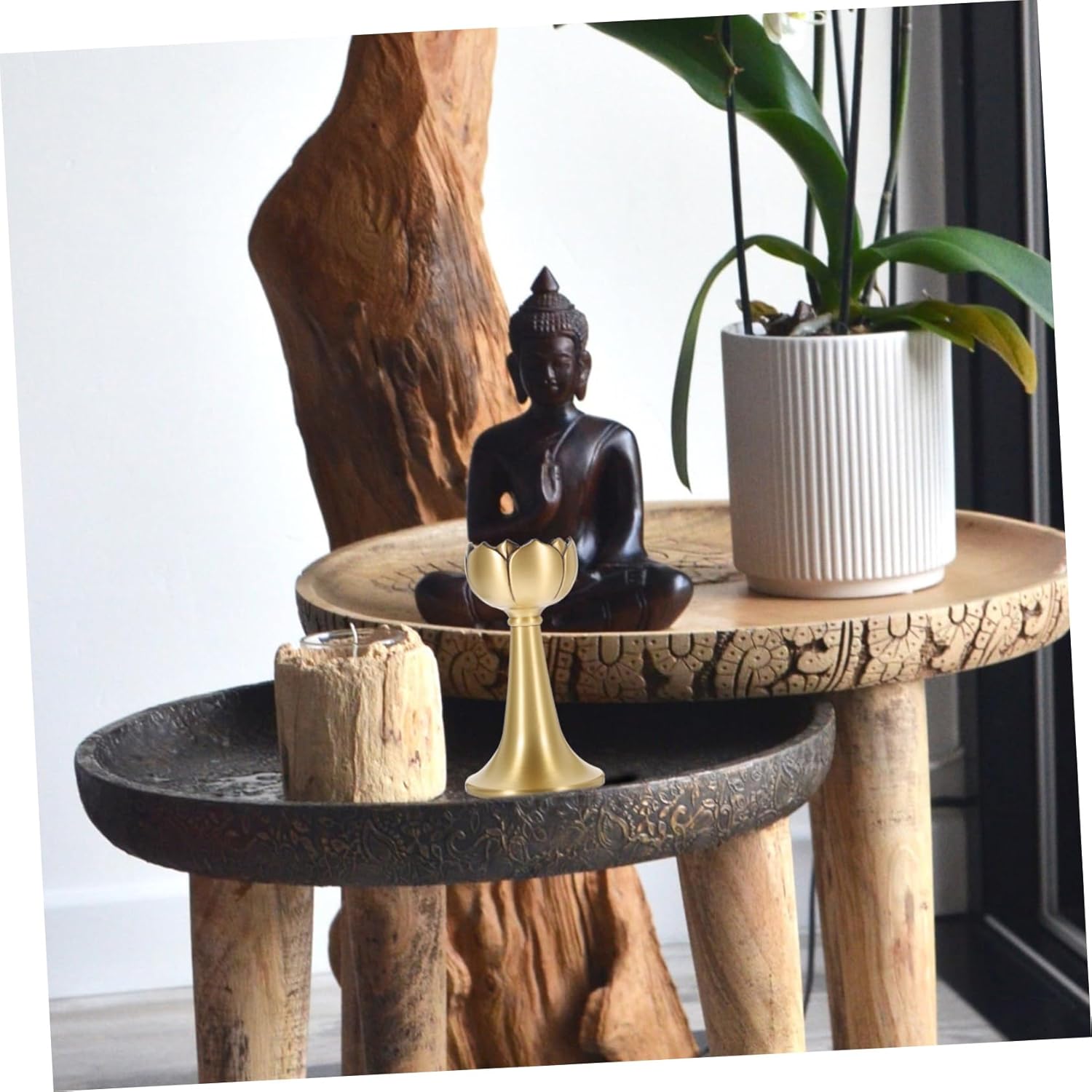 Buddha Offering Lotus Candle Holder Buddhist Altar Accessory