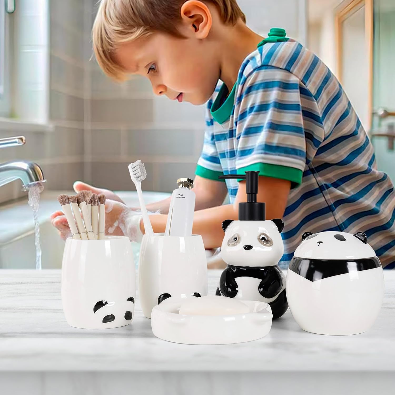Cute Panda Bathroom Accessory Set 5PCS