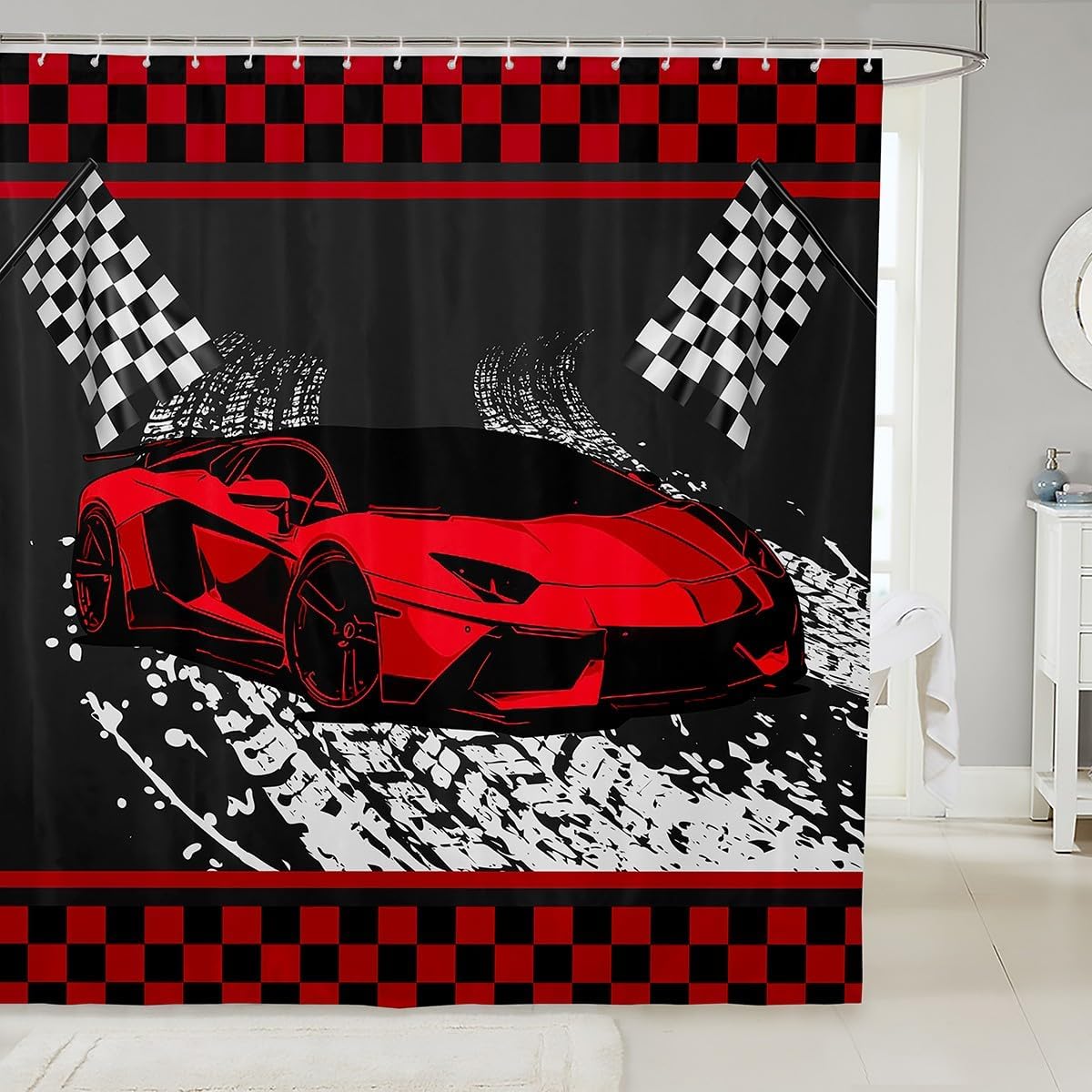Feelyou Kids Racing Car Shower Curtain 72x72