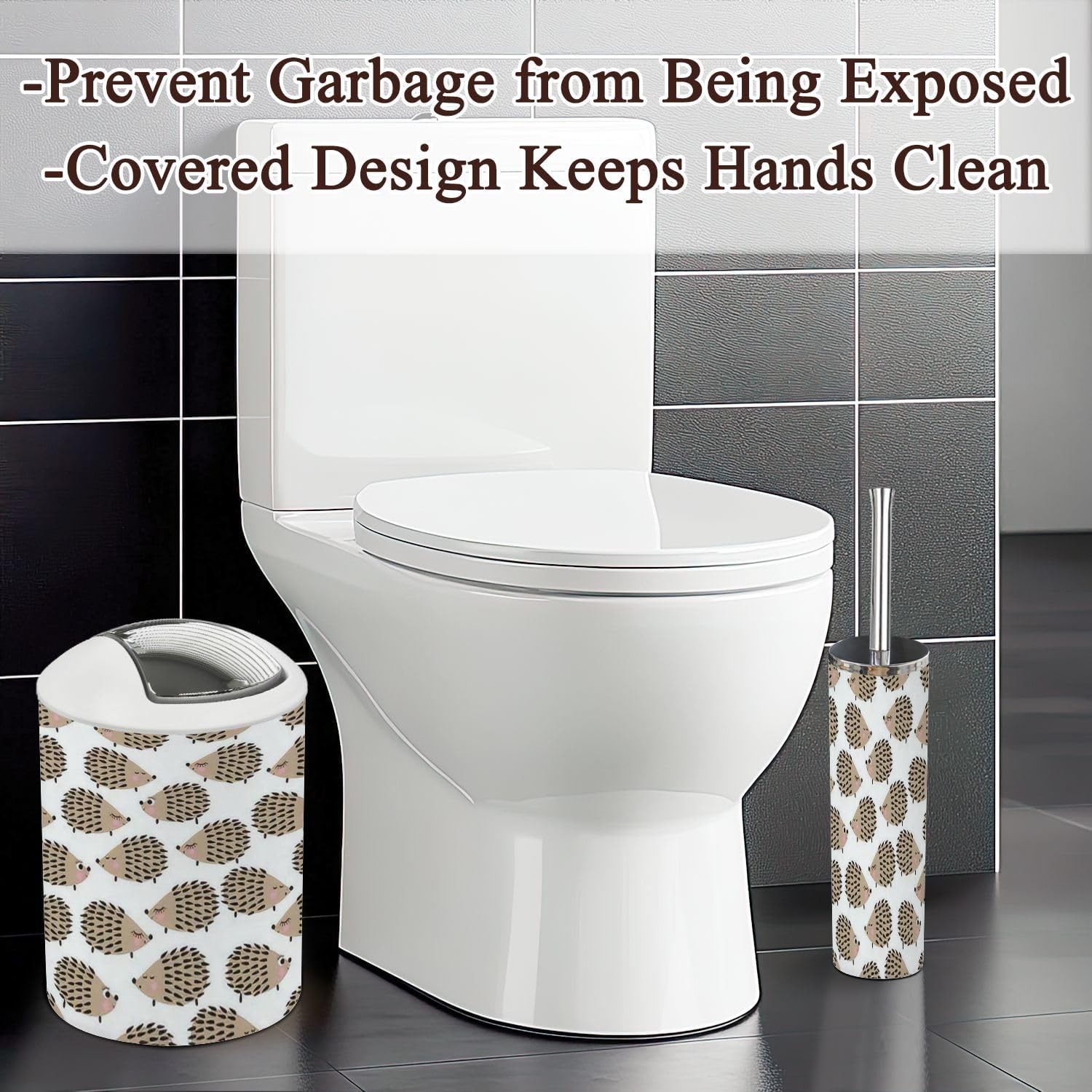JBNJANKDAV Bathroom Accessories Set 6 Pcs Cute Hedgehogs Decor