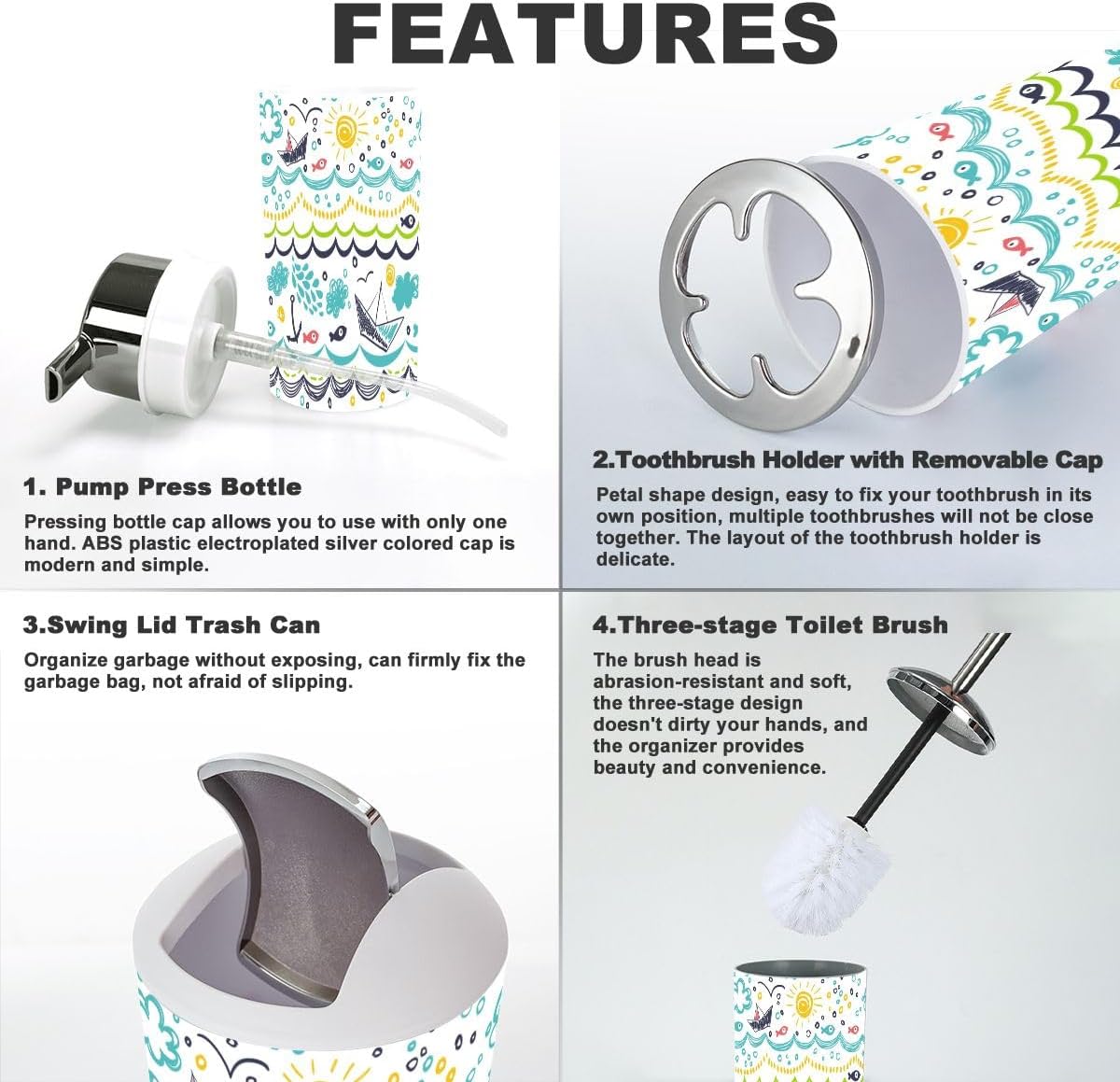 Bathroom Accessories Set 6 Pcs Modern Decor