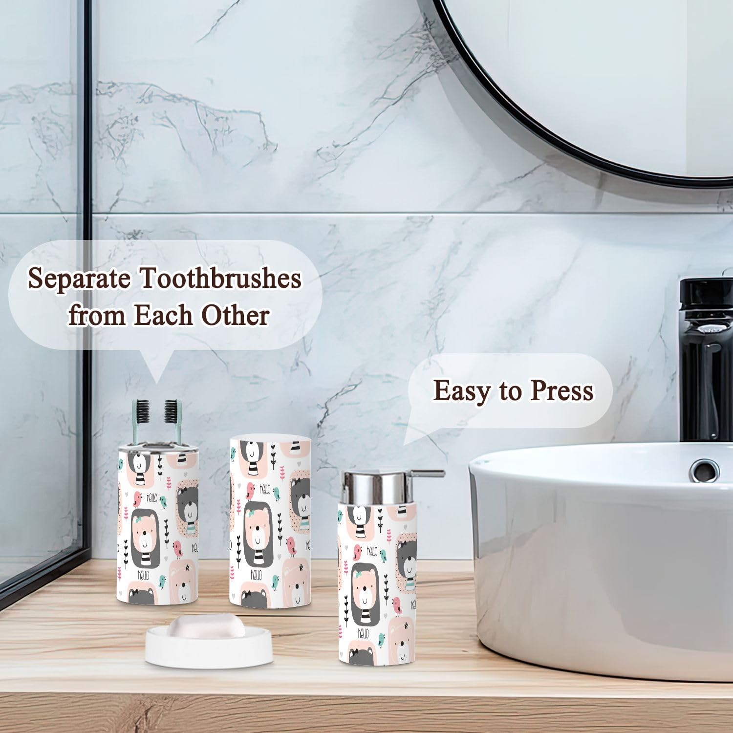 Bathroom Accessories Set 6 Pcs Modern Style