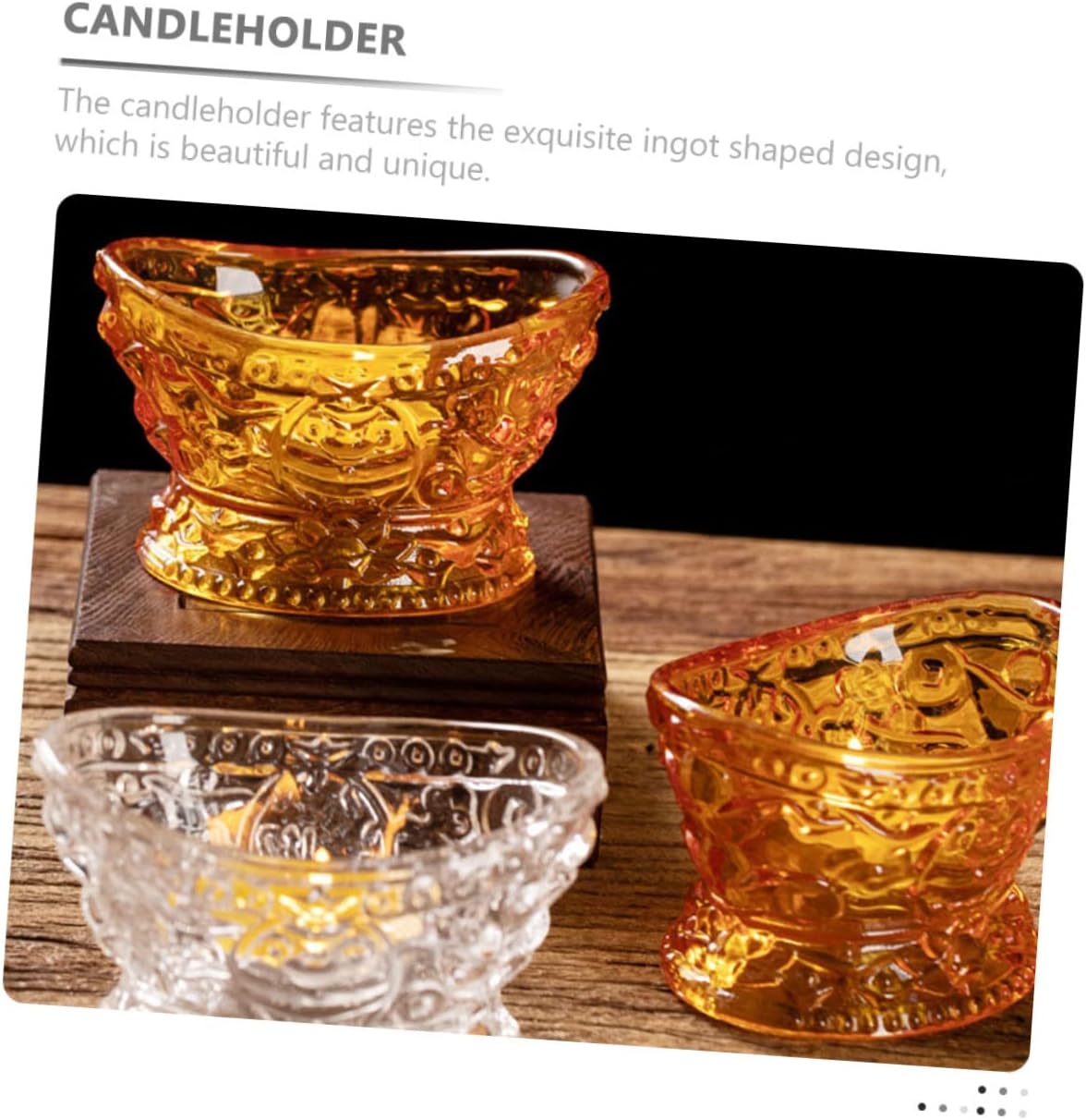 DECO-PROFESSIONAL 7-Ounce ingot-shaped glass candle holder