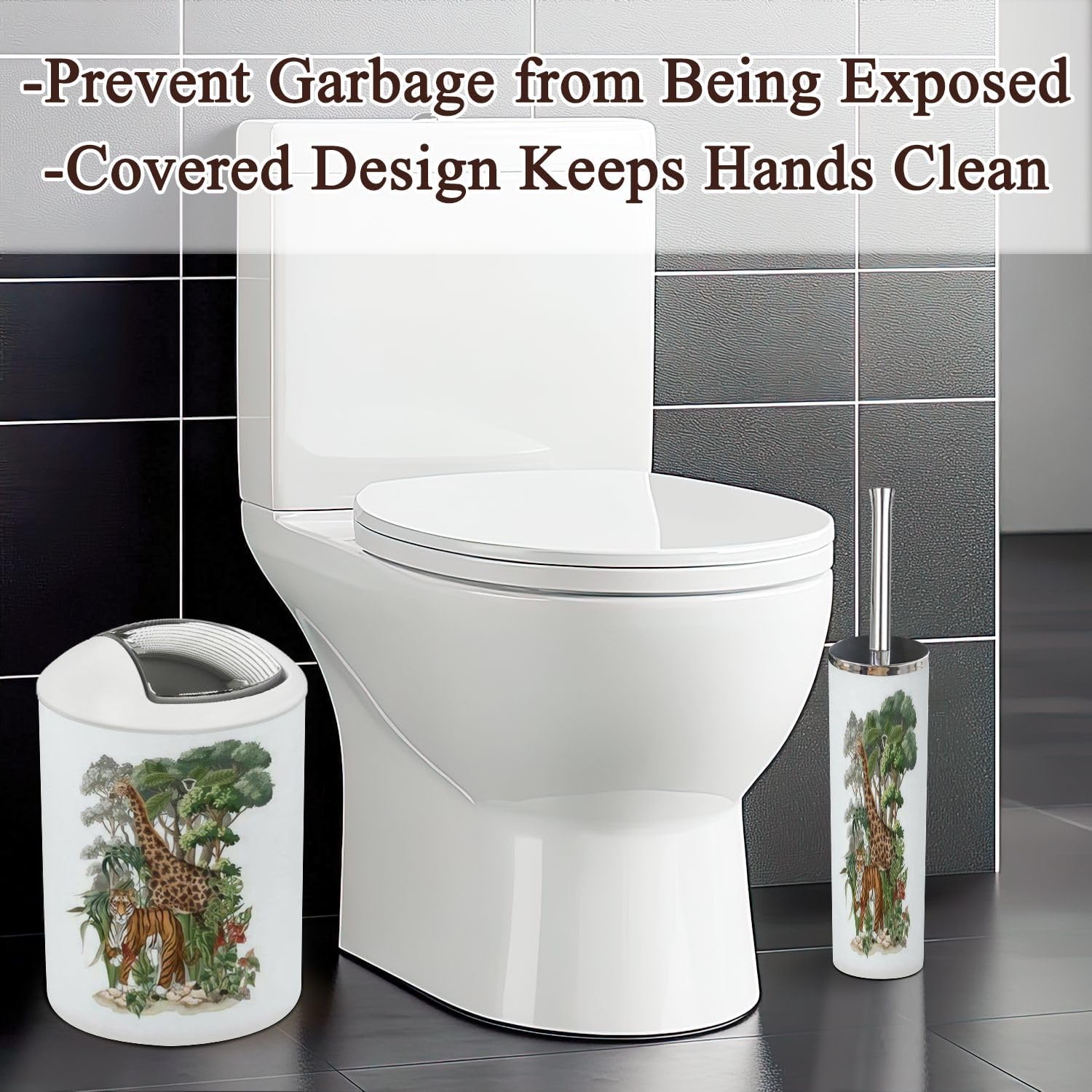 Jungle Animals Bathroom Accessories Set 6 Pcs