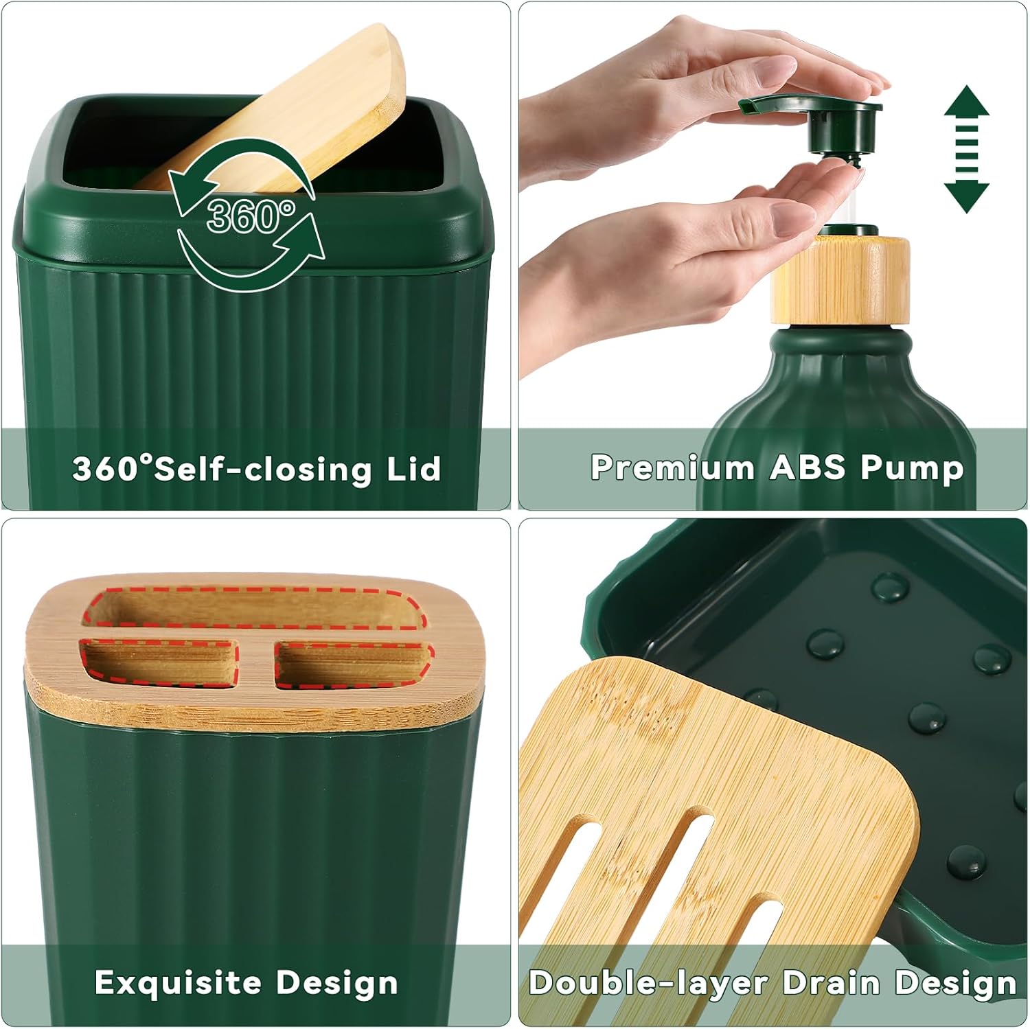 32PCS Dark Green Bathroom Accessories Set for Modern Home