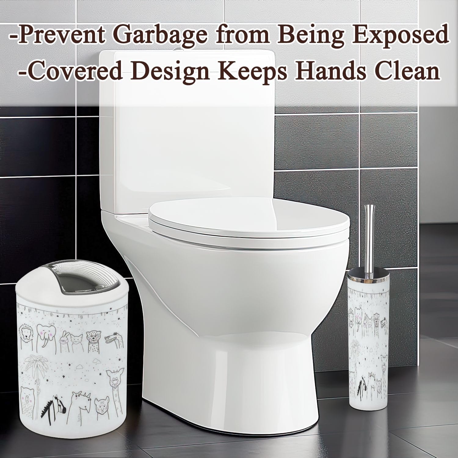 JBNJANKDAV Cute Animal Bathroom Set 6 Pcs White