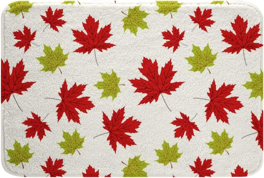 Maple Leaf Kids Bath Rugs Red White Design