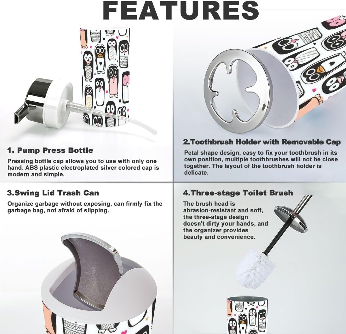 Bathroom Accessories Set for Kids 6 Pcs