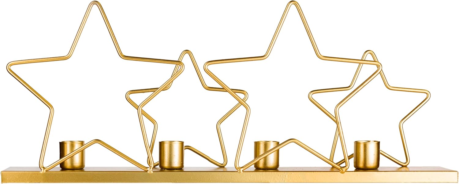 Gift for Home Durable Gold Star Candle Holder for Christmas