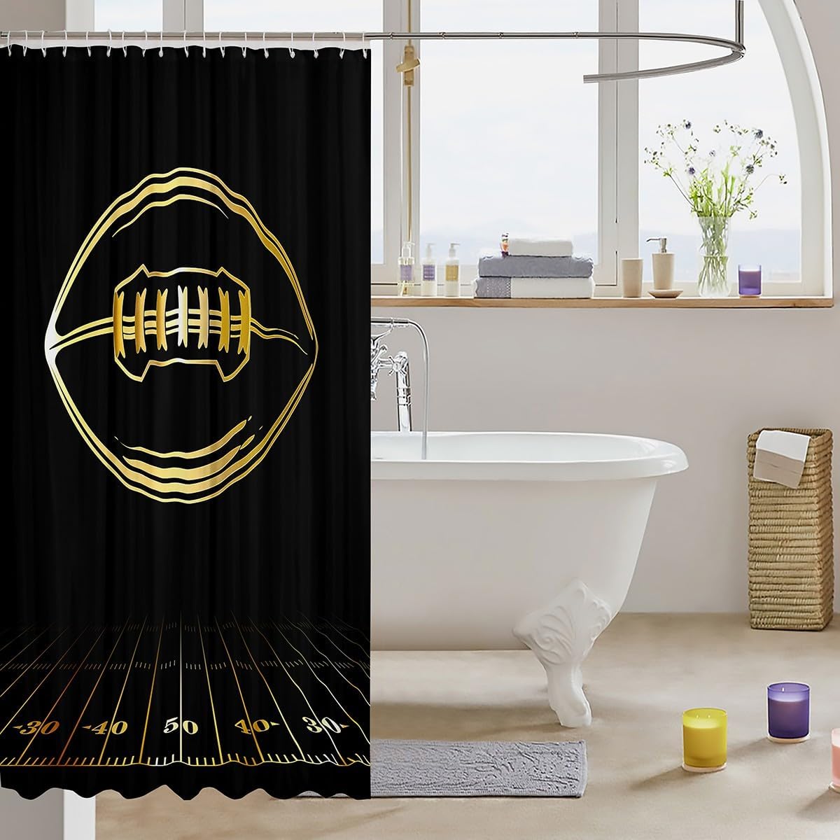 Feelyou Kids 72x72mm waterproof football shower curtain