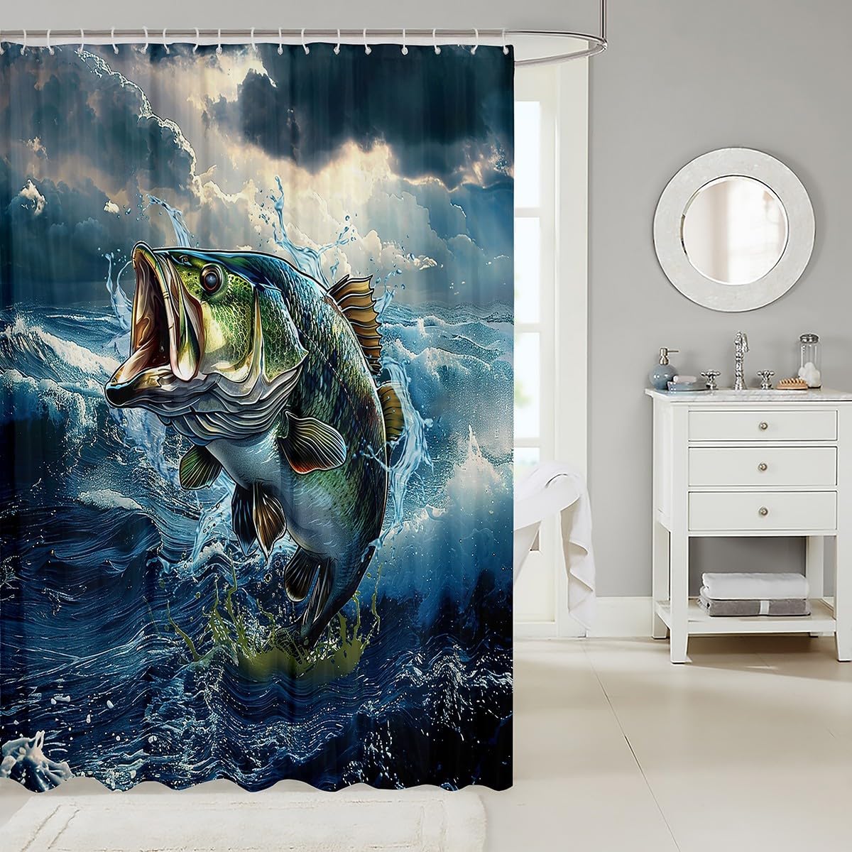 Feelyou Pike Fish Bath Curtain 72x72 for Kids