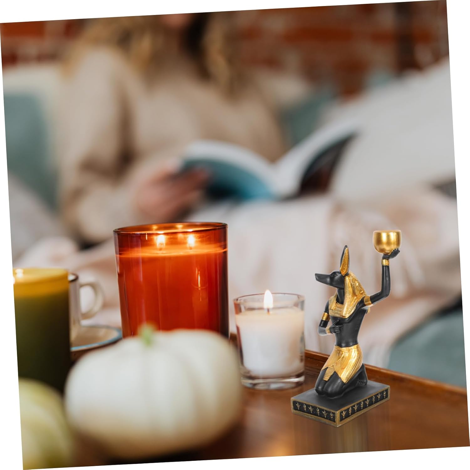 Anubis Resin Candle HolderTaper Candle Display