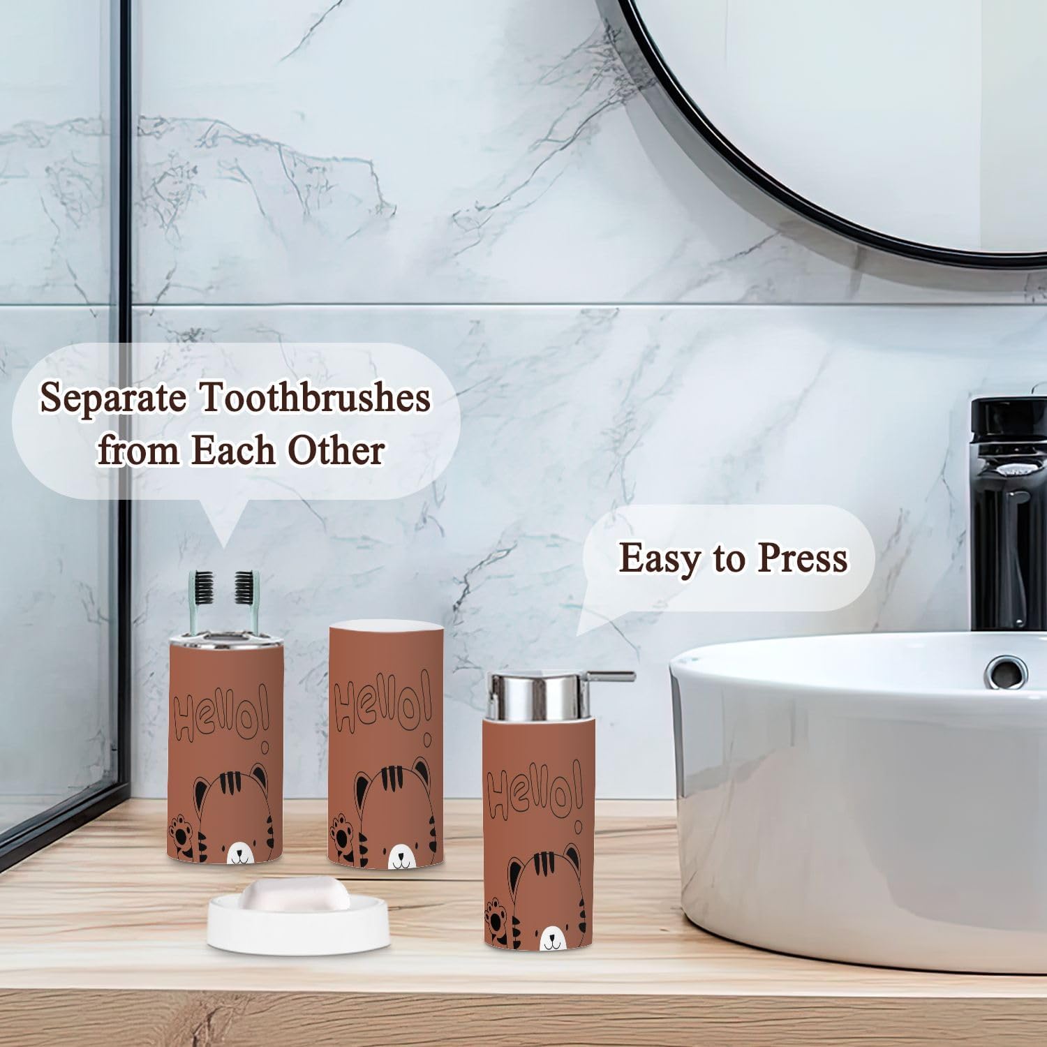 Bathroom Accessories Set 6 Pcs Durable Decorative Storage