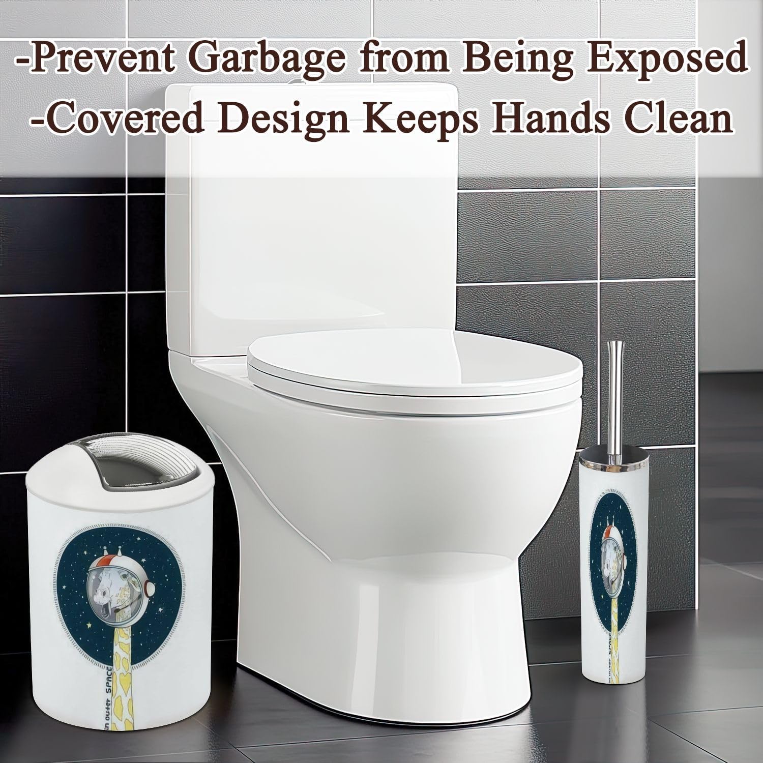 JBNJANKDAV 6-Piece Bathroom Set with Art Print Kids Accessories