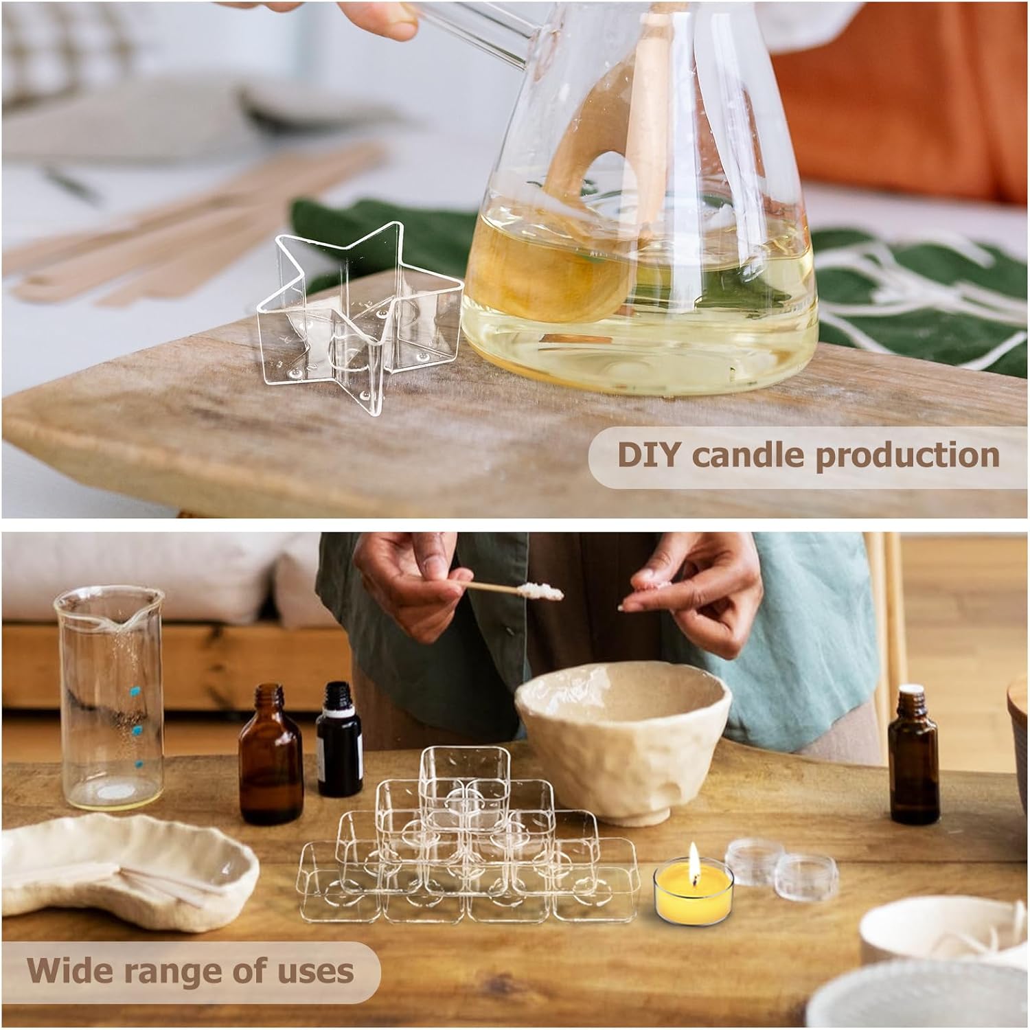 40pcs Plastic Clear Tealight Candle Cup Holders with 100 Wick