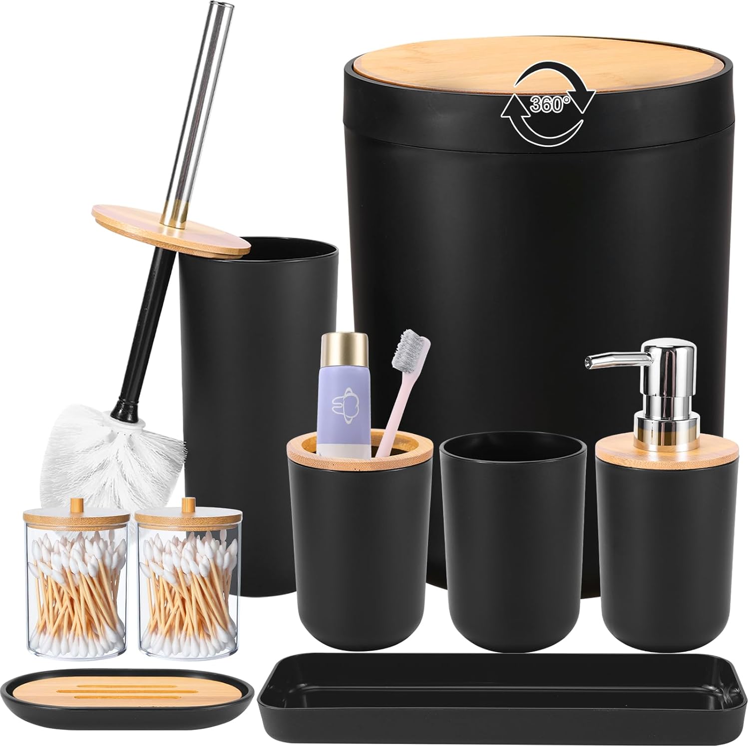 iMucci 9Pcs Black Bathroom Set