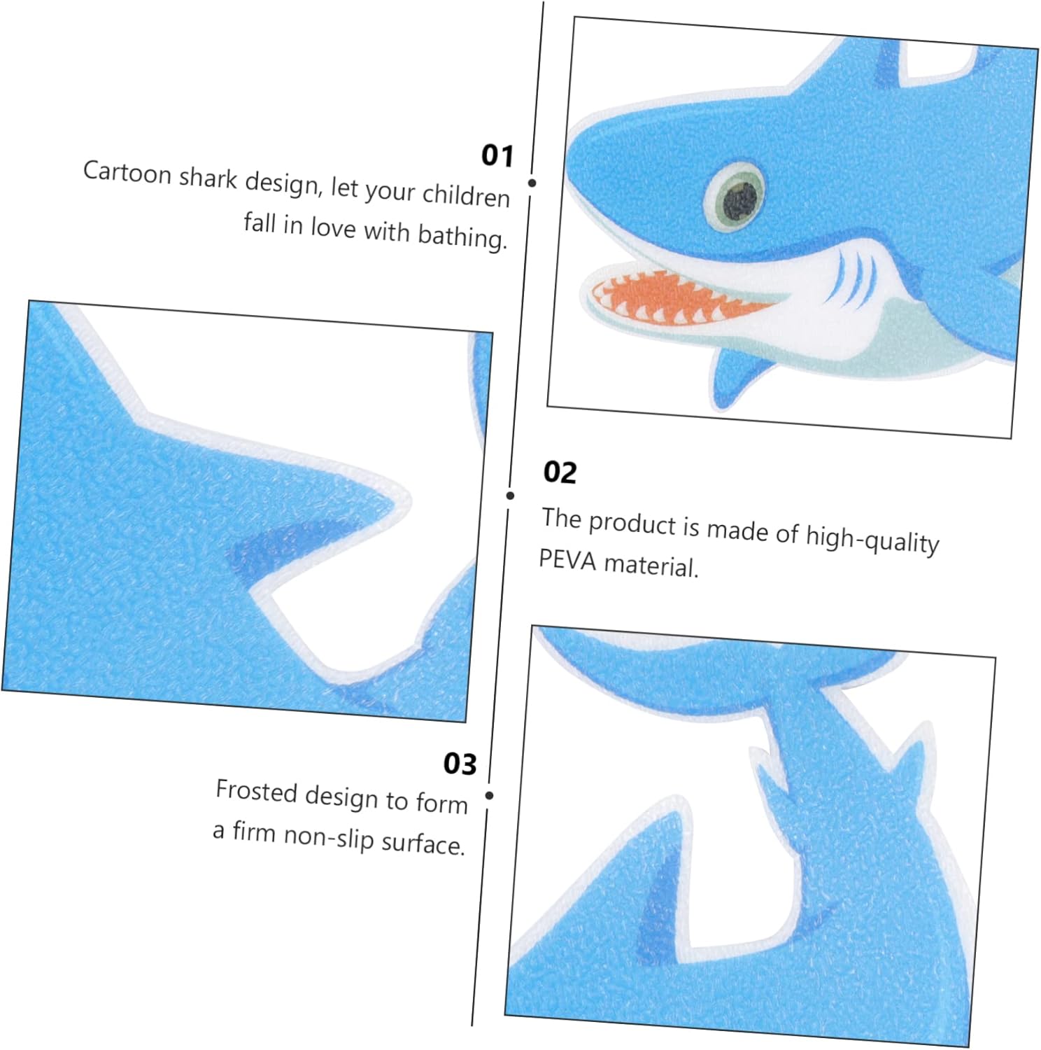 Mobestech Peva Shark Sticker Non-Slip Safety Strip for Bathroom Kitchen Pool